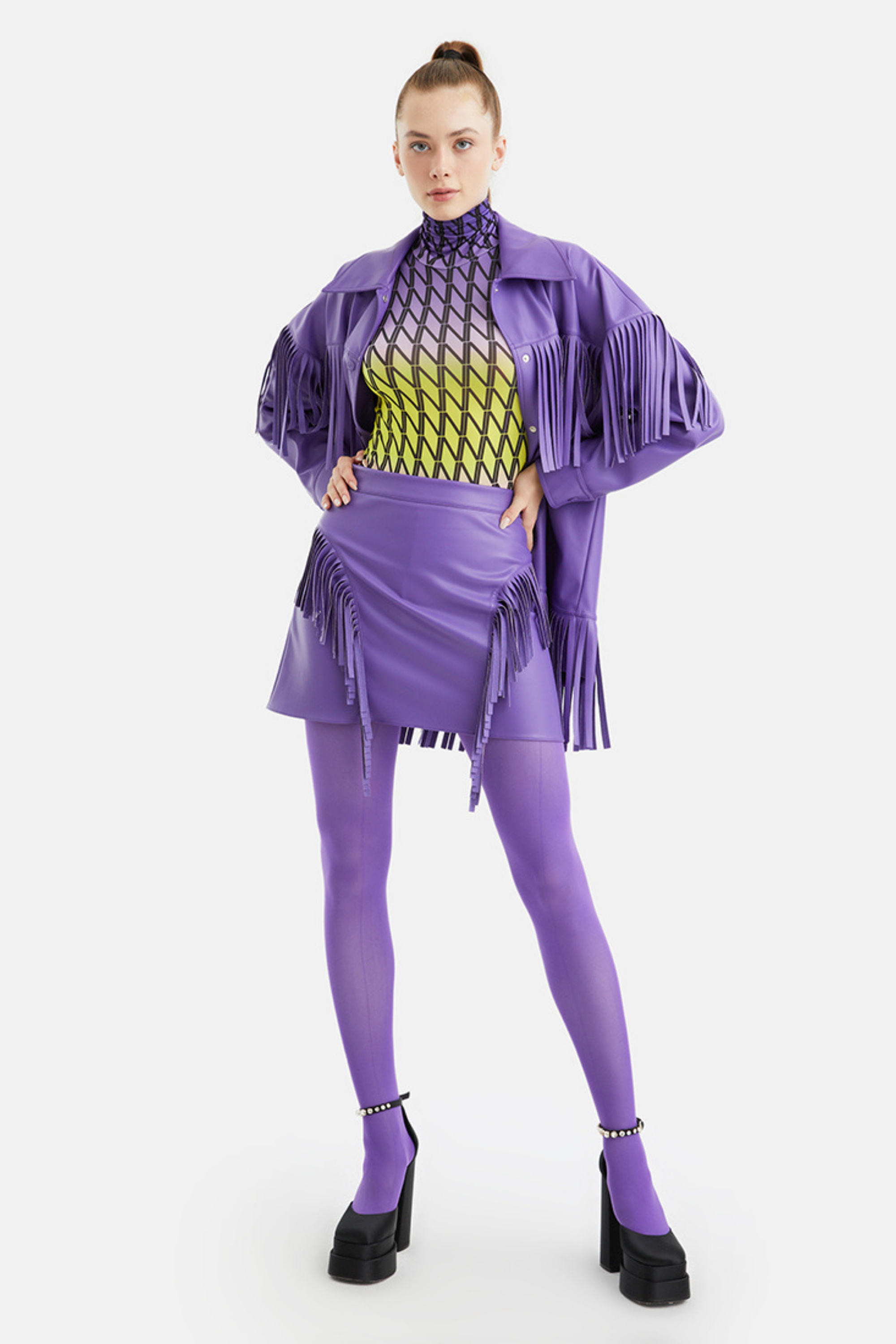 Fringe Faux Suede Mini Skirt