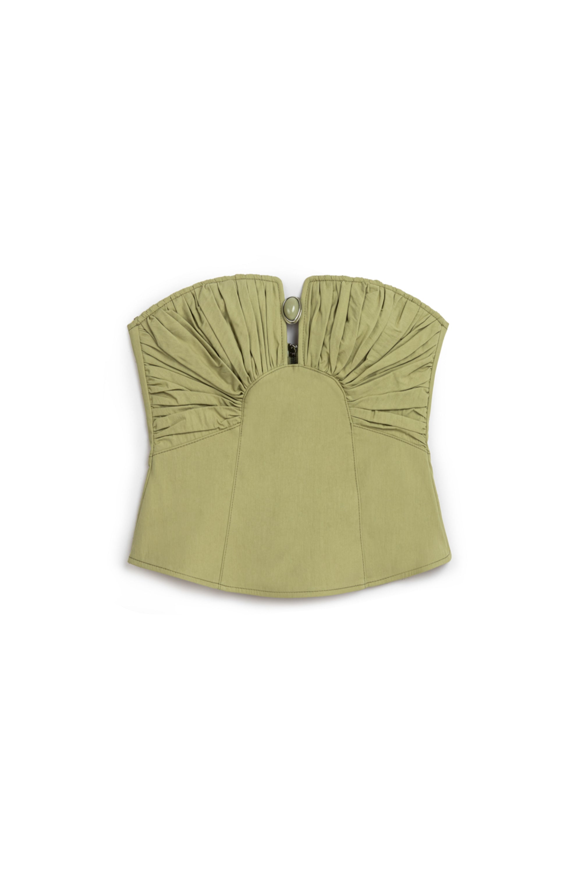 Olive Almond-Accented Crop Top