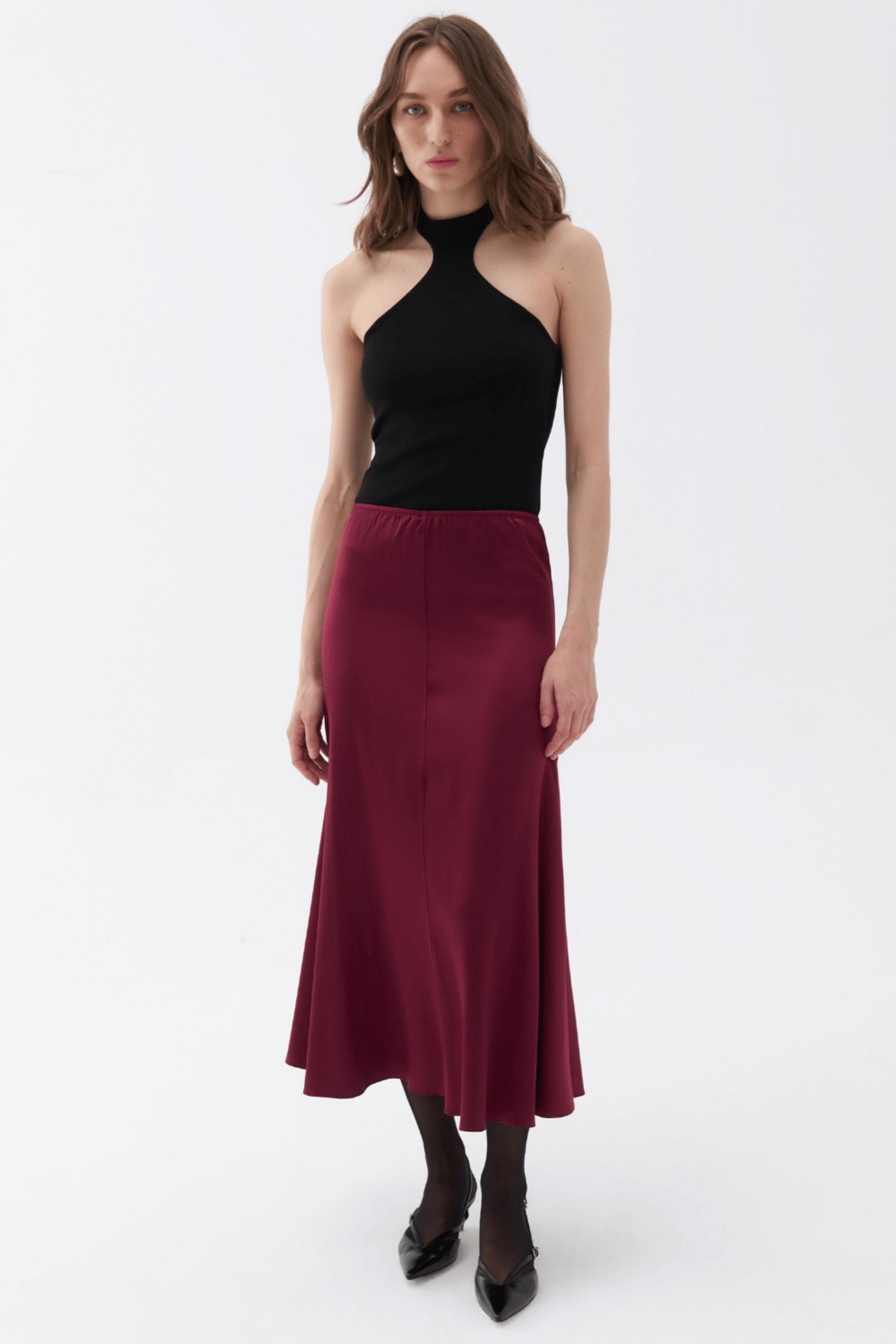 Elastic Waisted Midi Skirt Nocturne