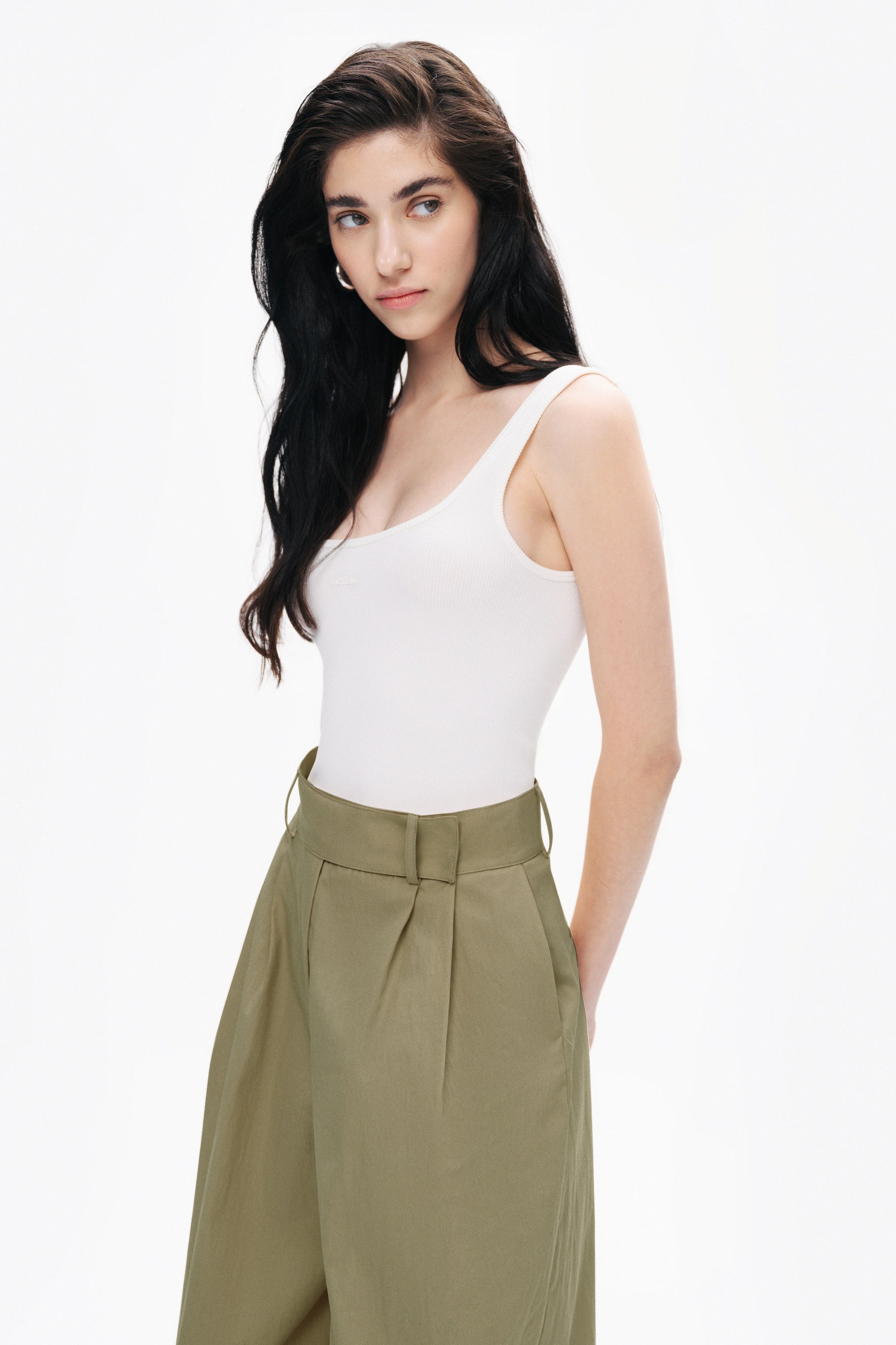 Khaki Double Pleated Trousers