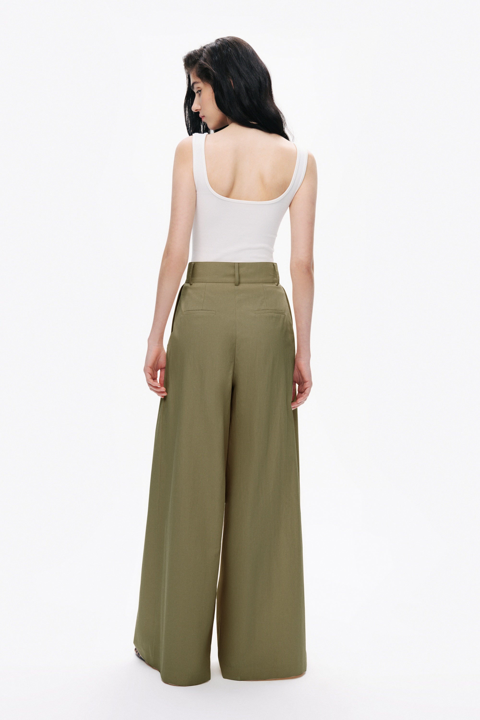 Khaki Double Pleated Trousers