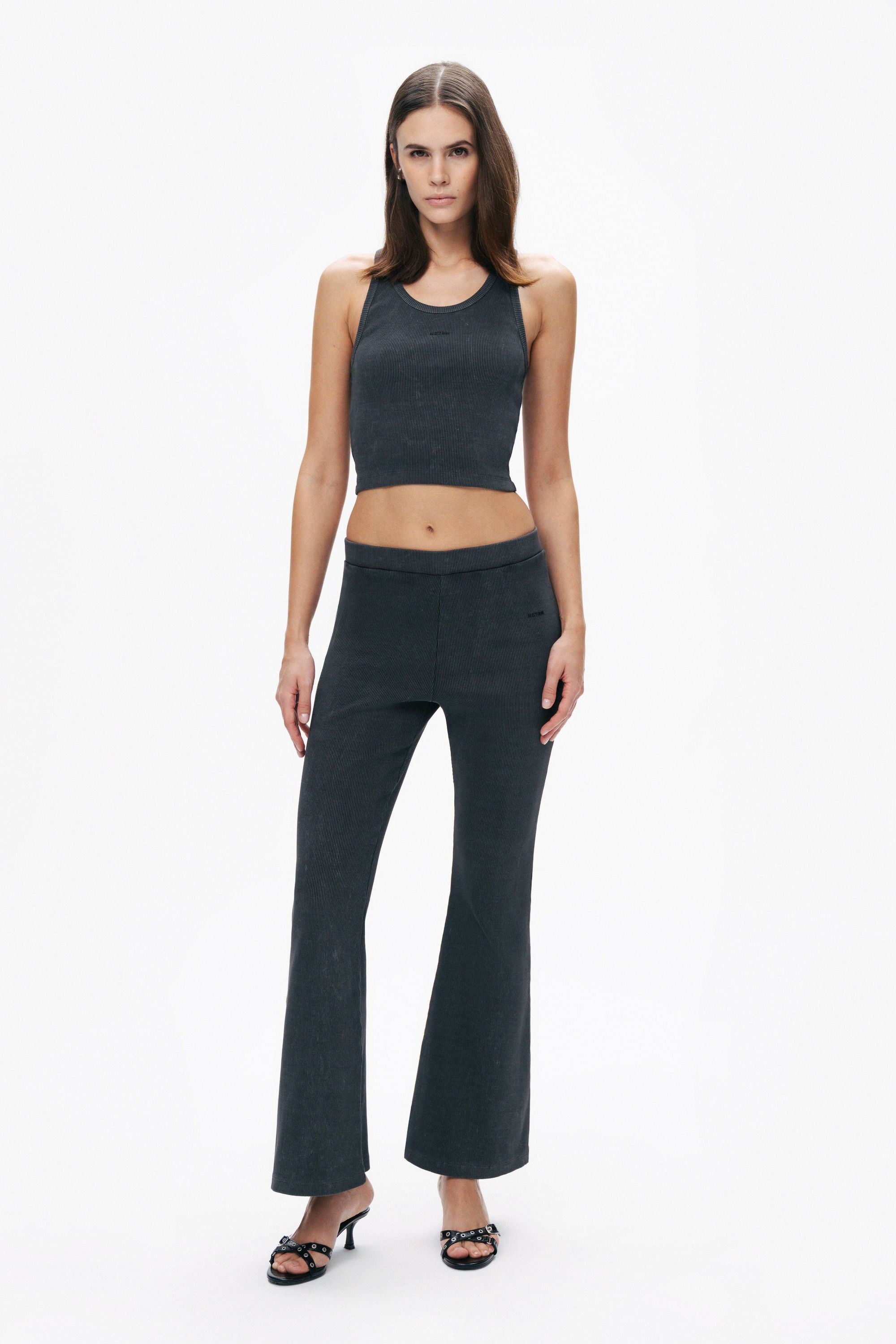 Anthracite Ribbed Bell-Bottom Trousers