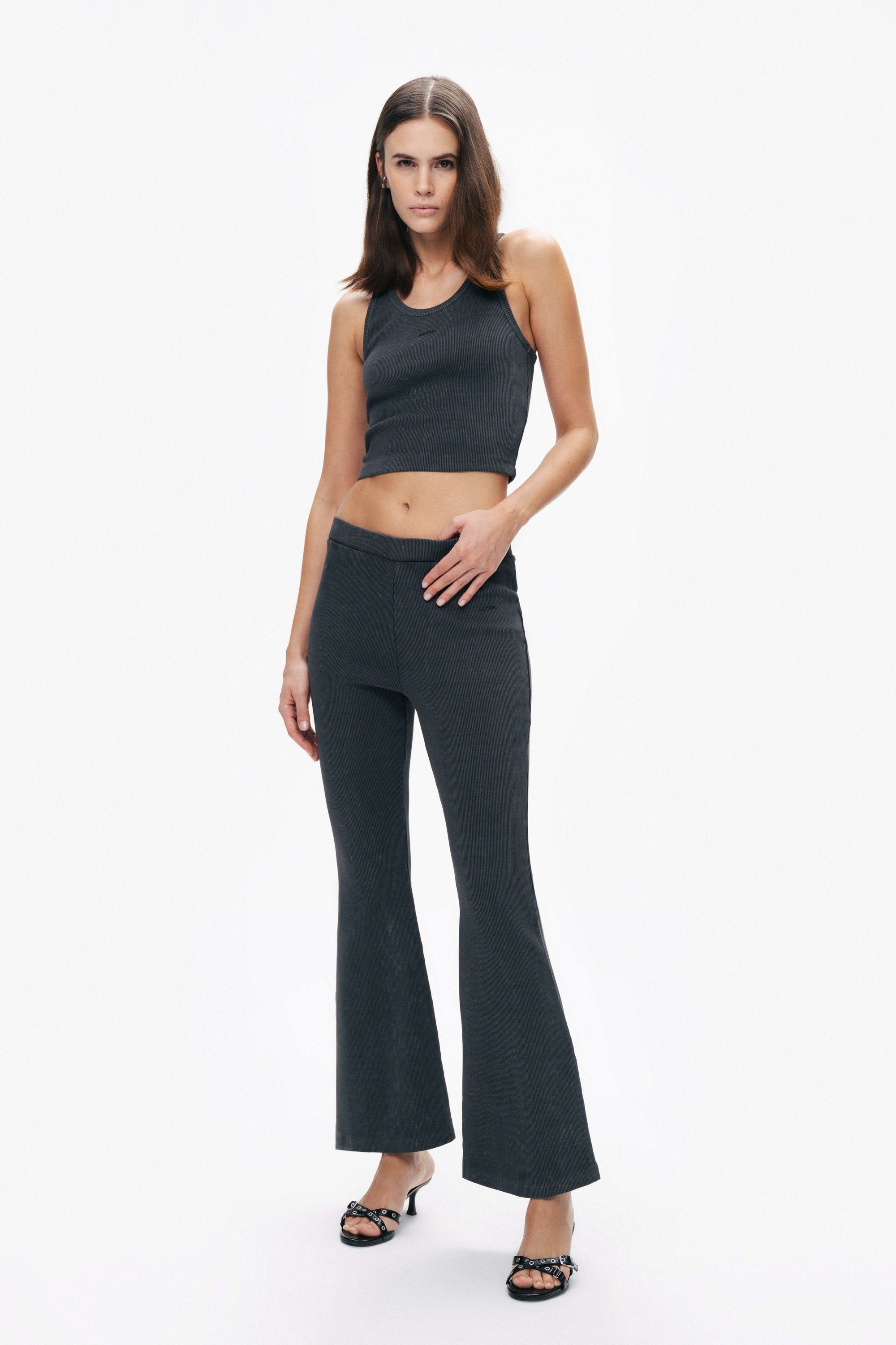 Anthracite Ribbed Bell-Bottom Trousers