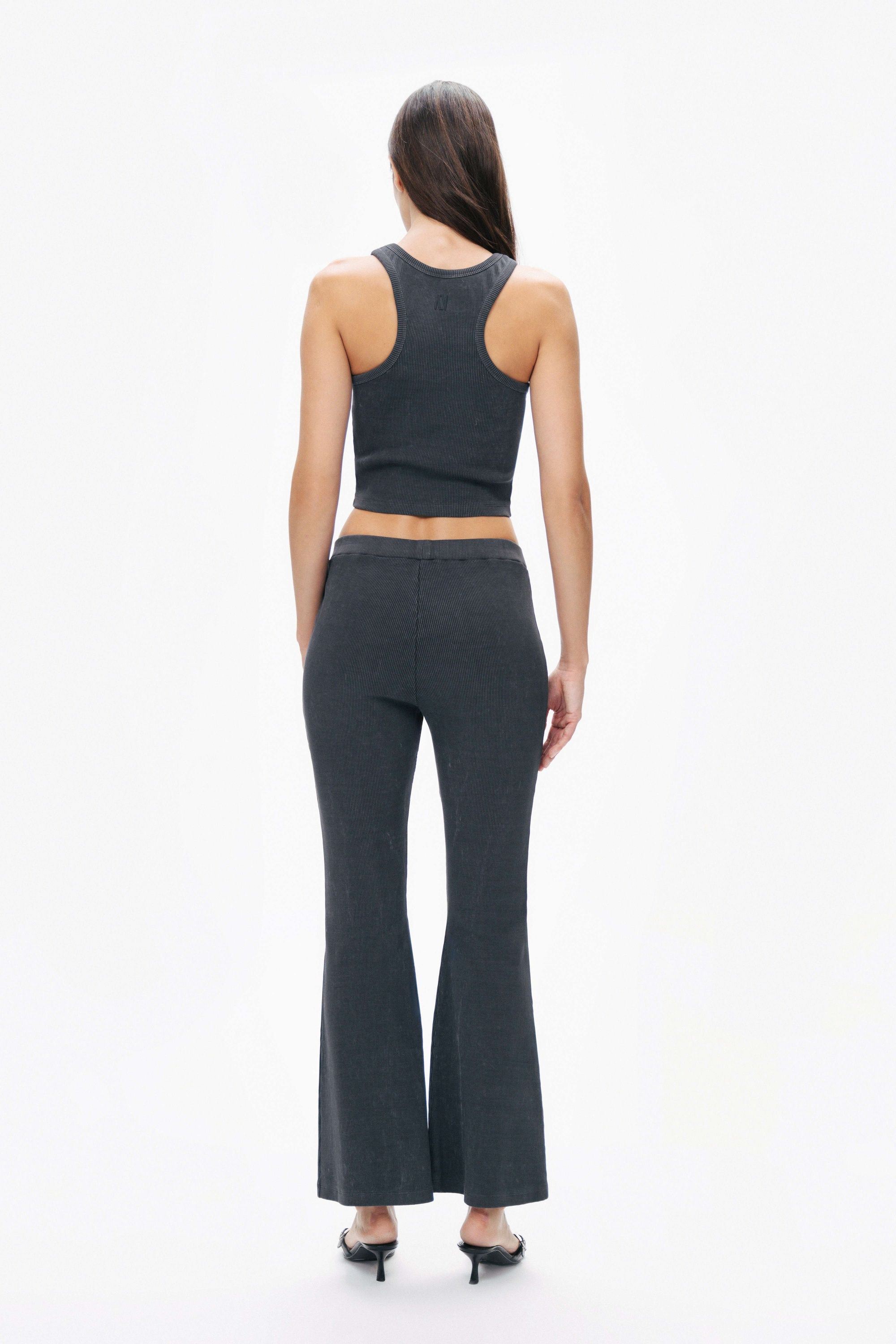 Anthracite Ribbed Bell-Bottom Trousers