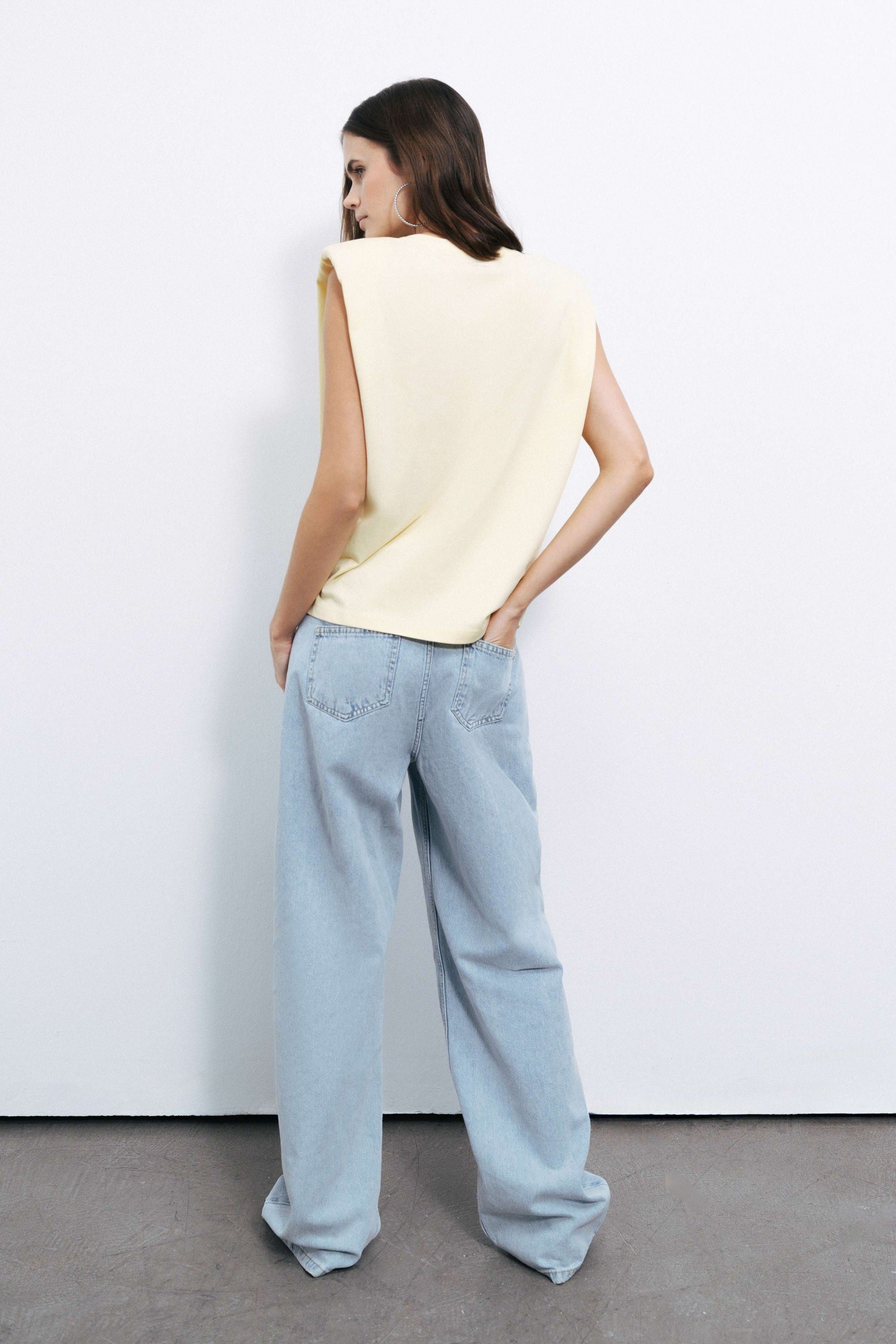 Yellow Padded Basic T-Shirt