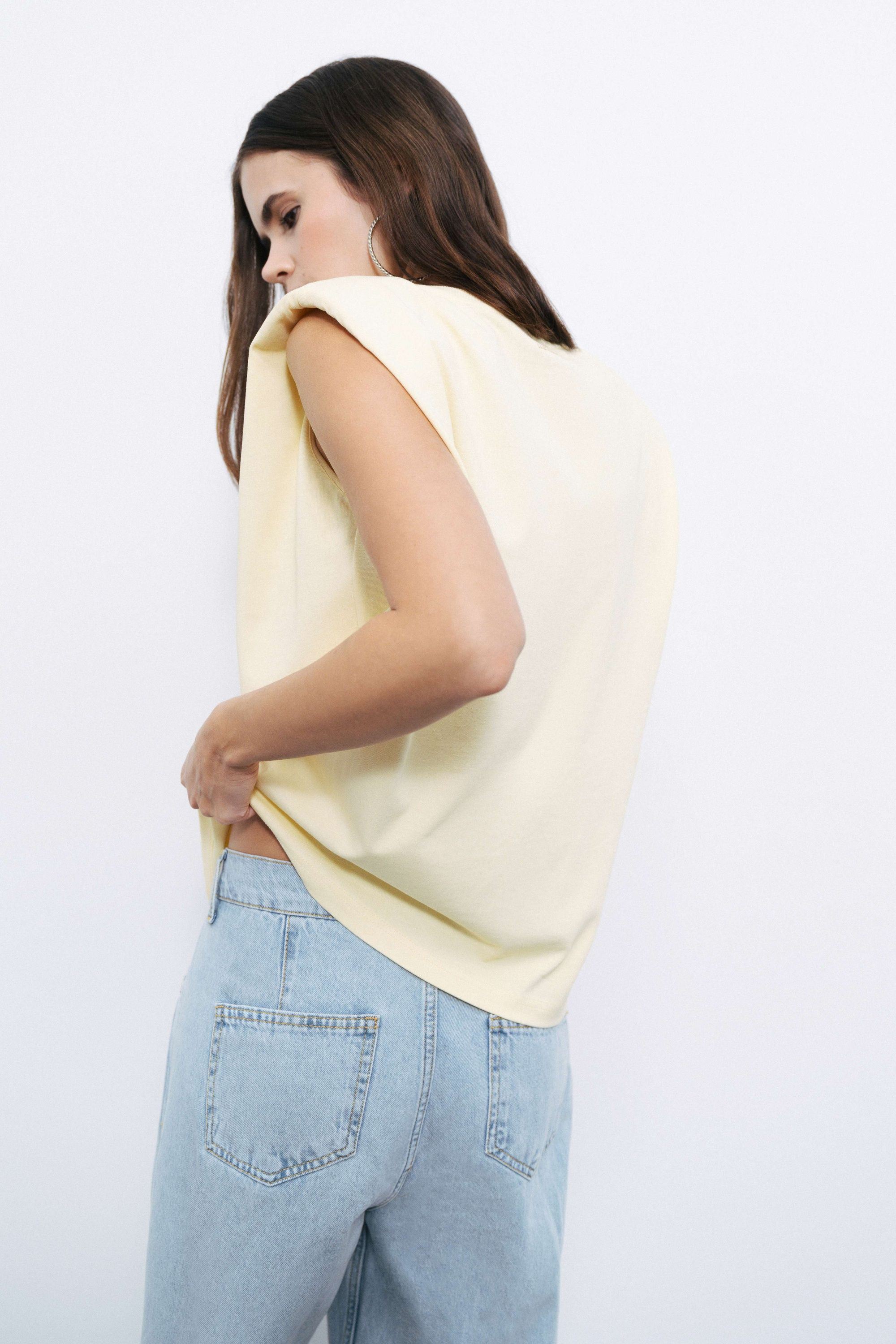 Yellow Padded Basic T-Shirt