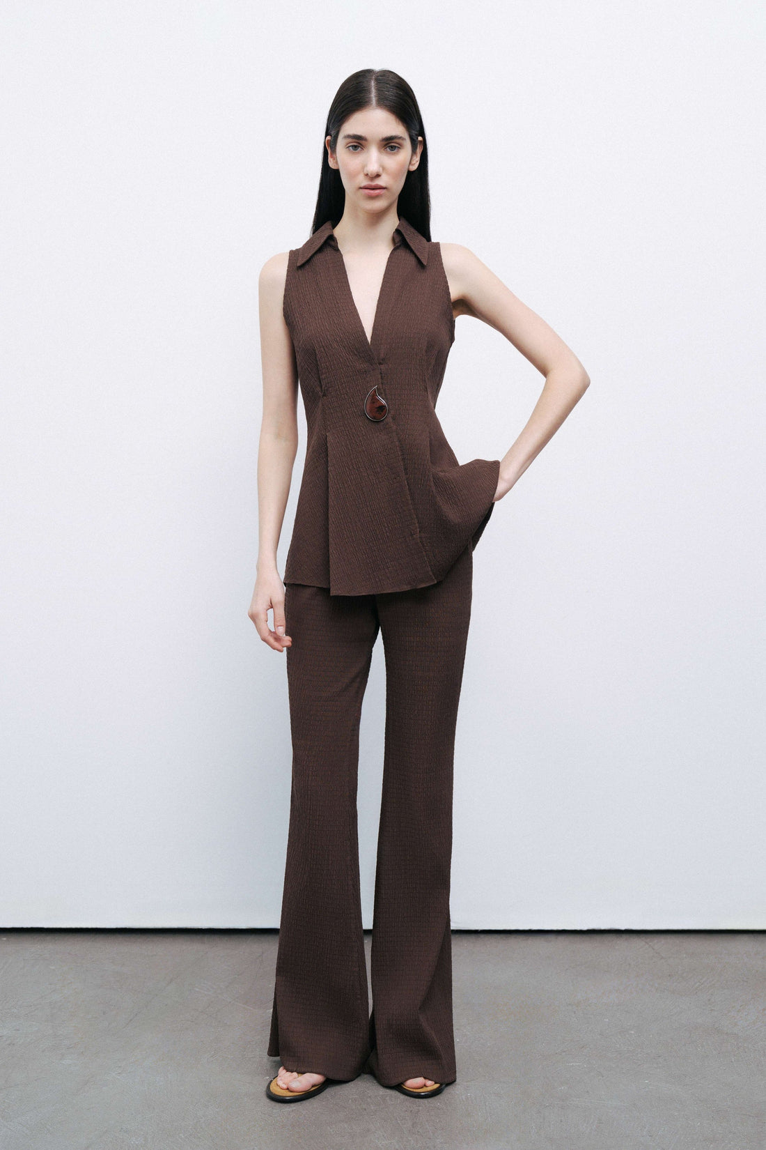 Coffee Spanish Leg Trousers