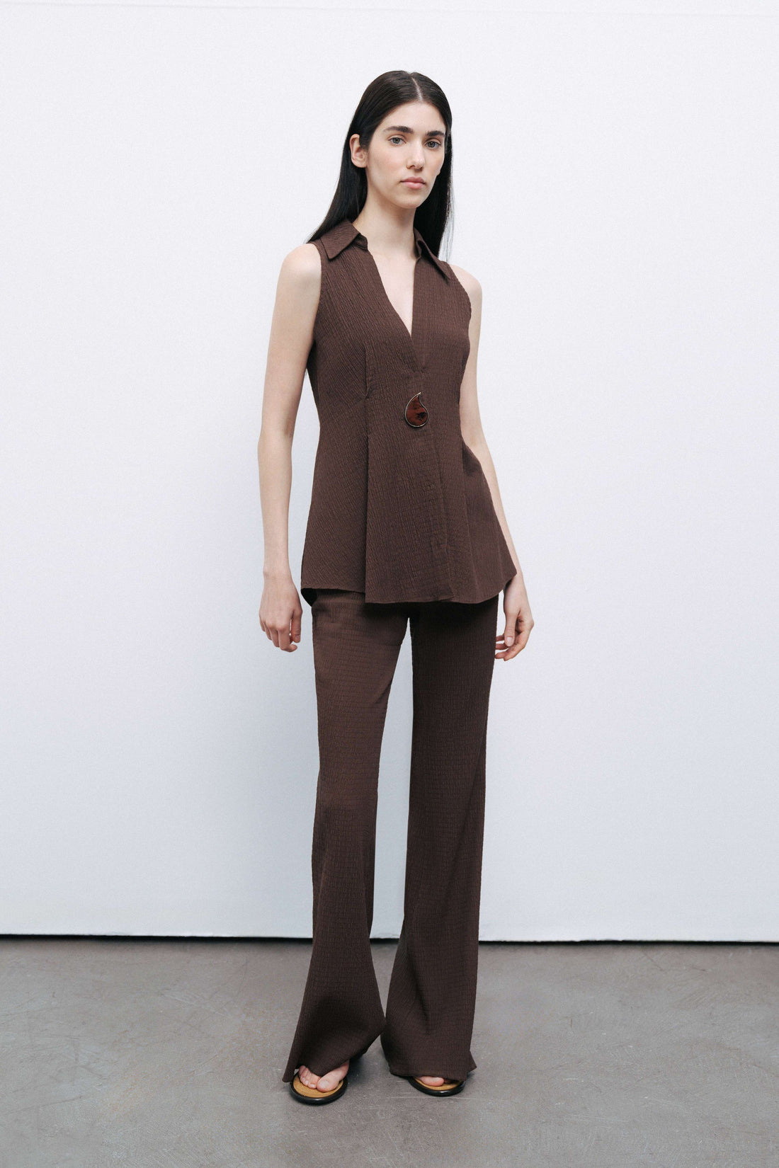 Coffee Spanish Leg Trousers