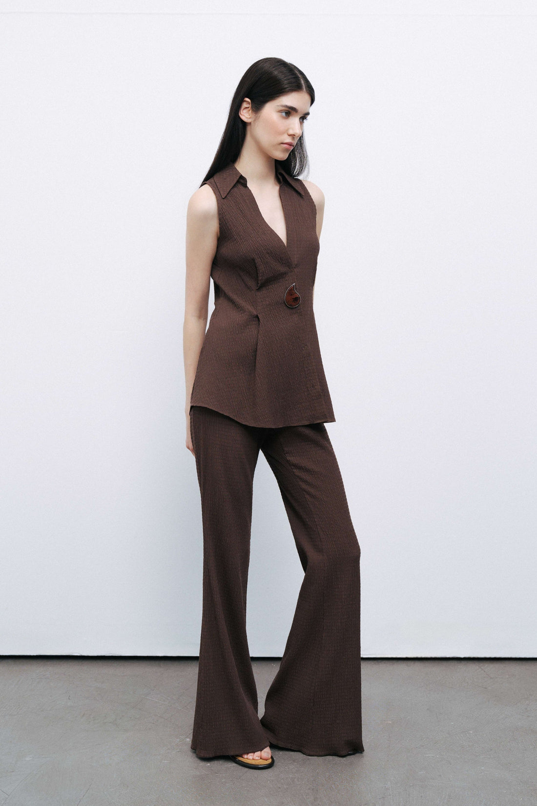 Coffee Spanish Leg Trousers