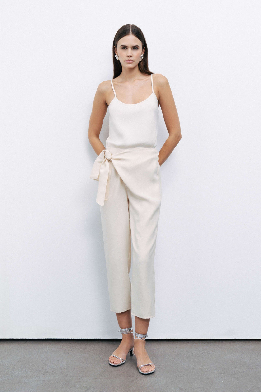 White Belt Loops Pants