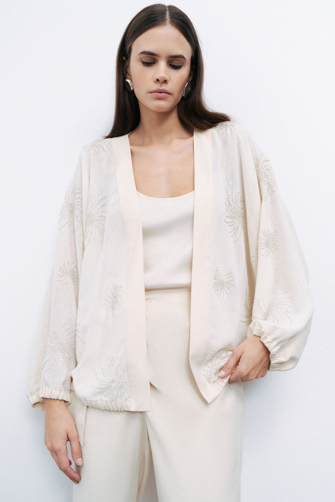 White Beaded Embroidered Jacket