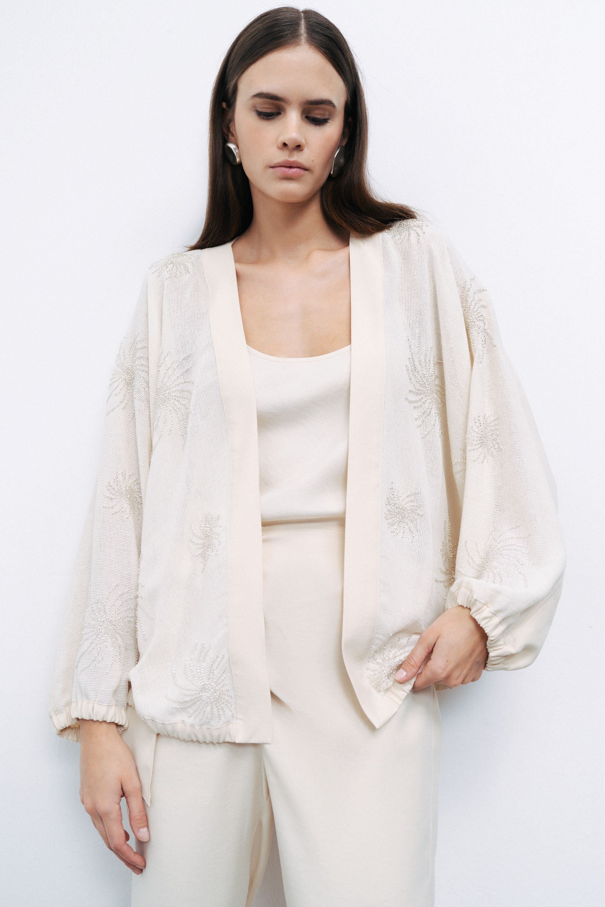 White Beaded Embroidered Jacket