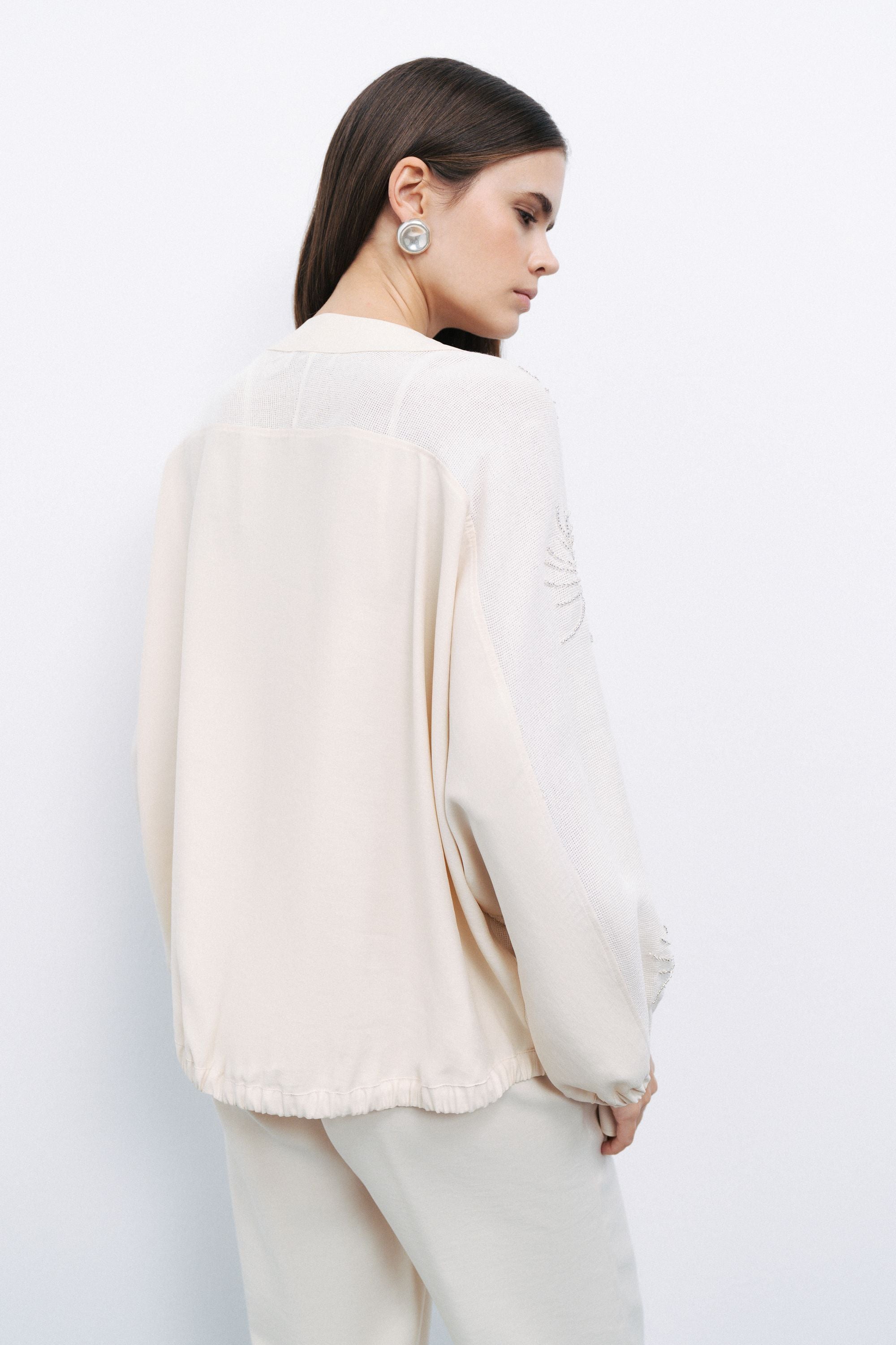 White Beaded Embroidered Jacket