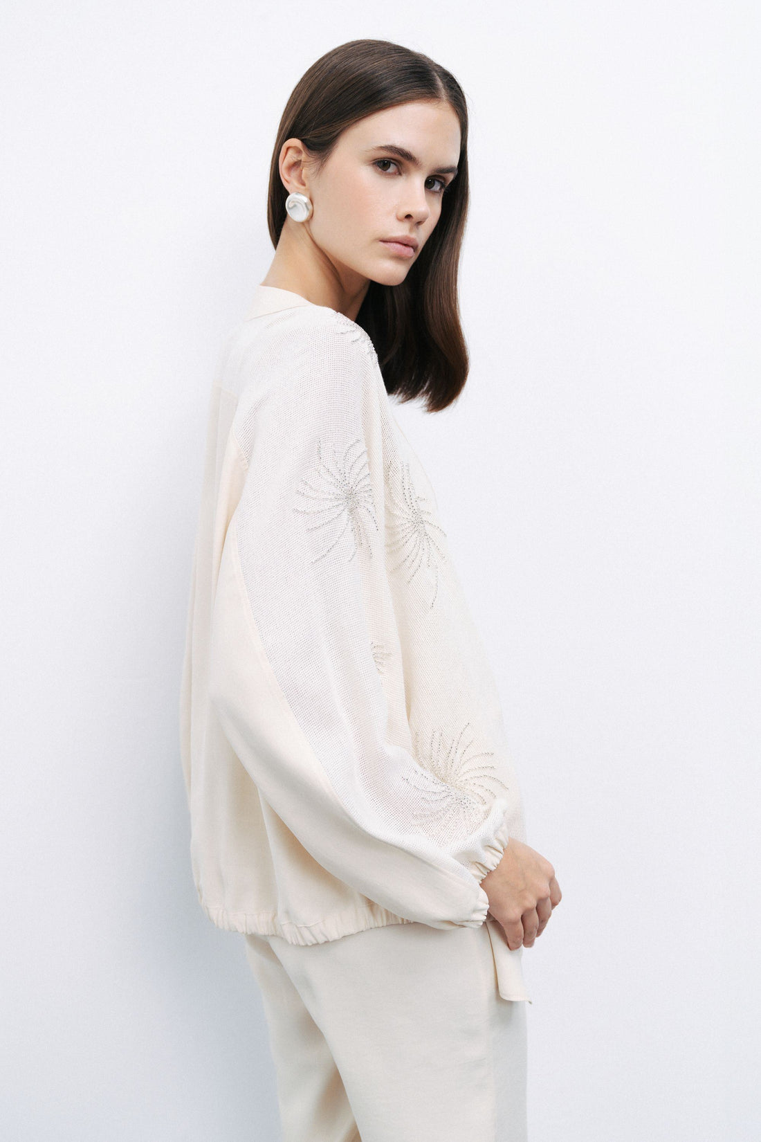 White Beaded Embroidered Jacket