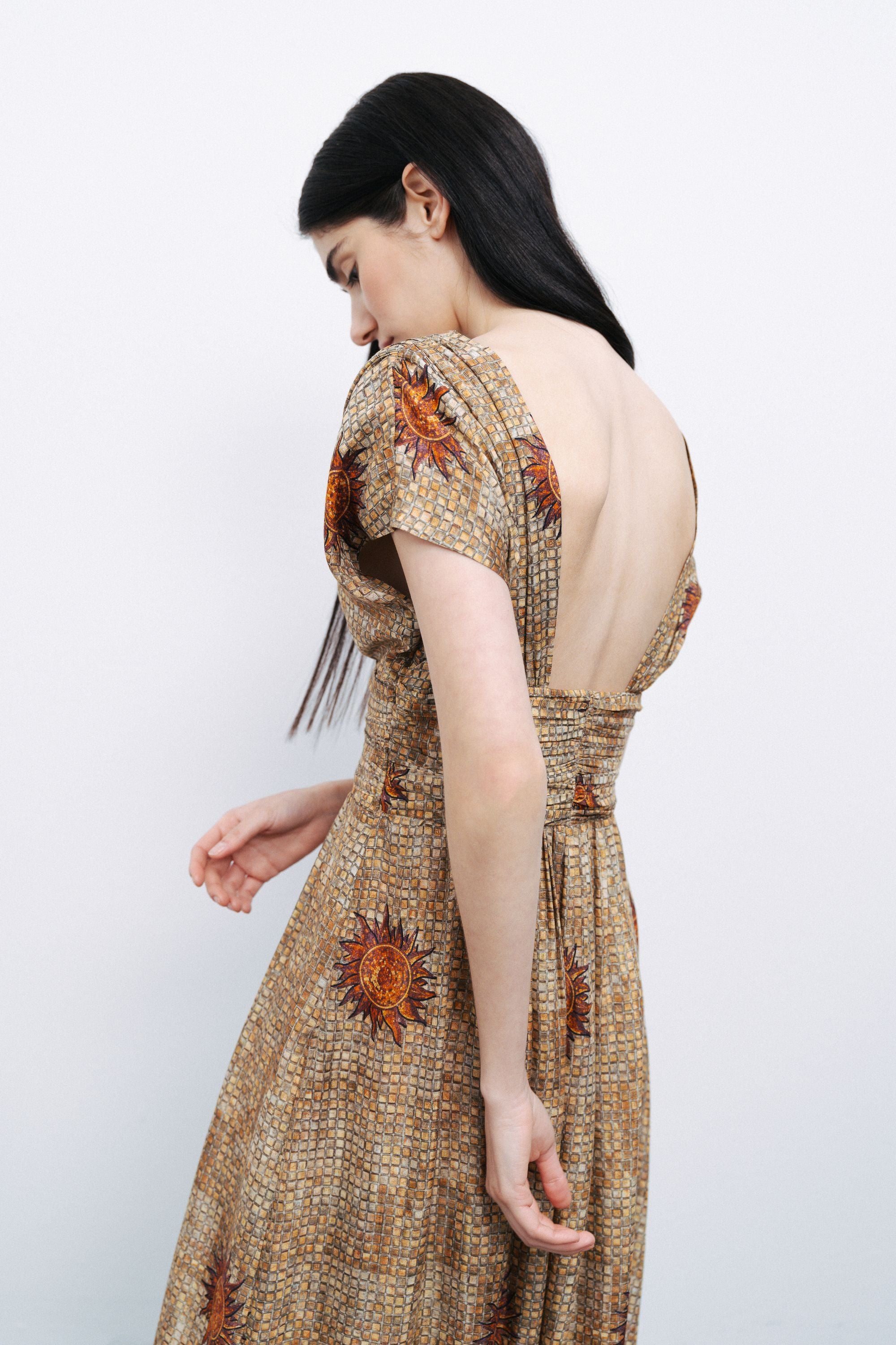 Patterned V-Neck Maxi Dress