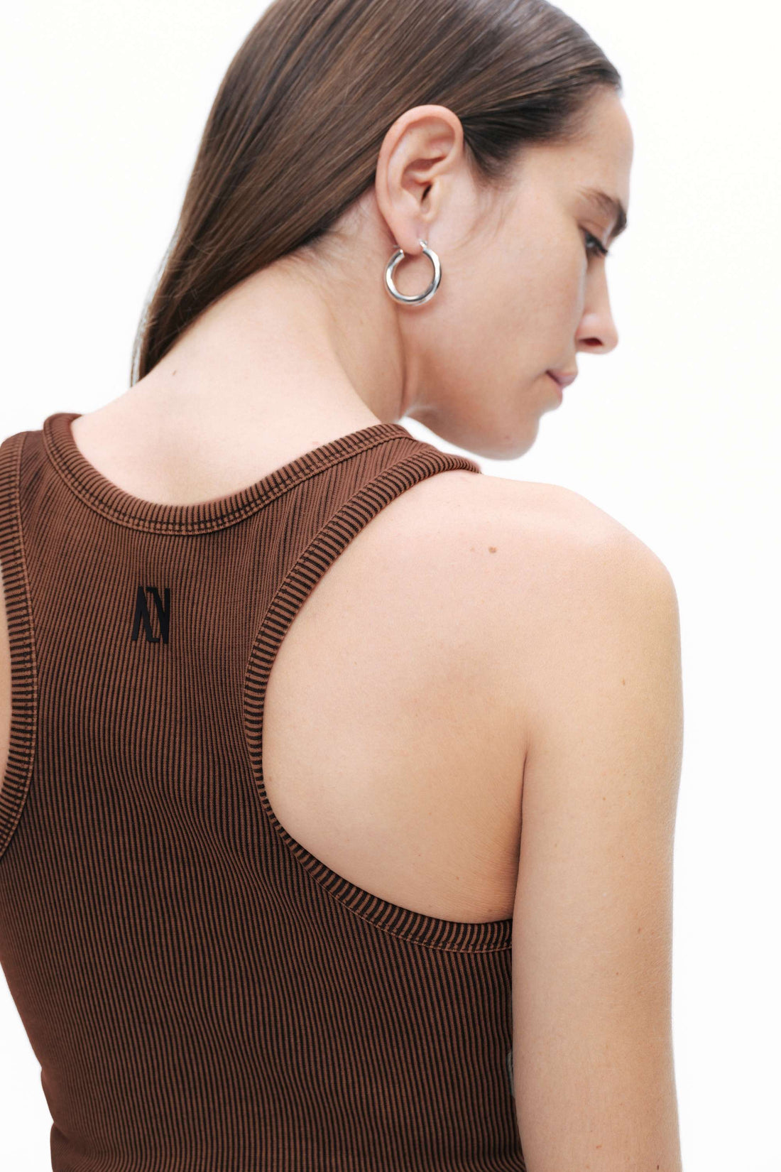 Brown Ribbed Crop Top