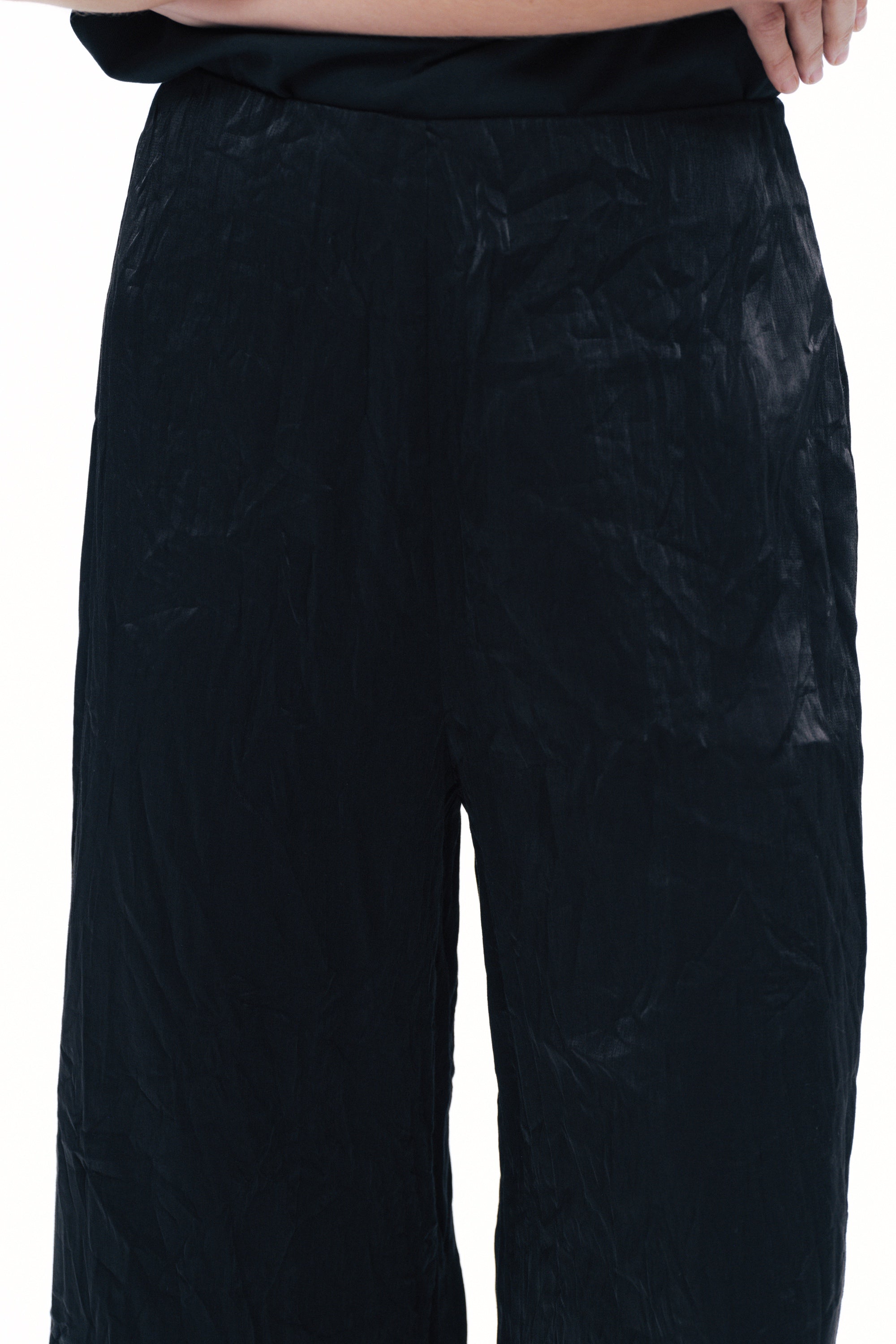 Black Wrinkled Look Trousers