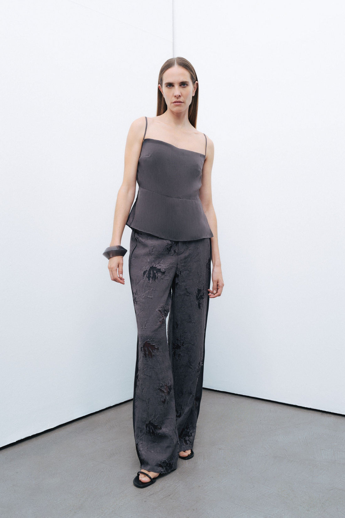 Anthracite Slit Strap Blouse