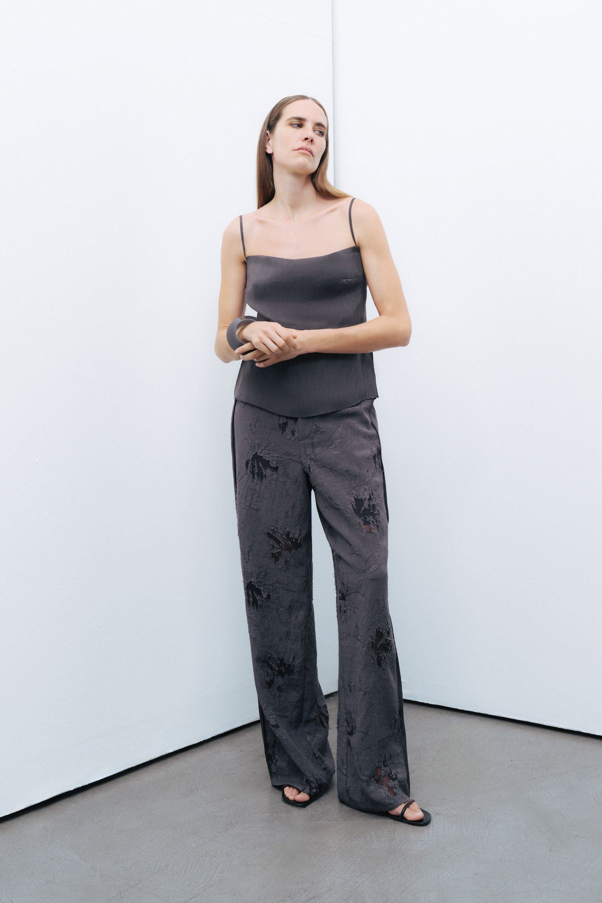 Anthracite Slit Strap Blouse