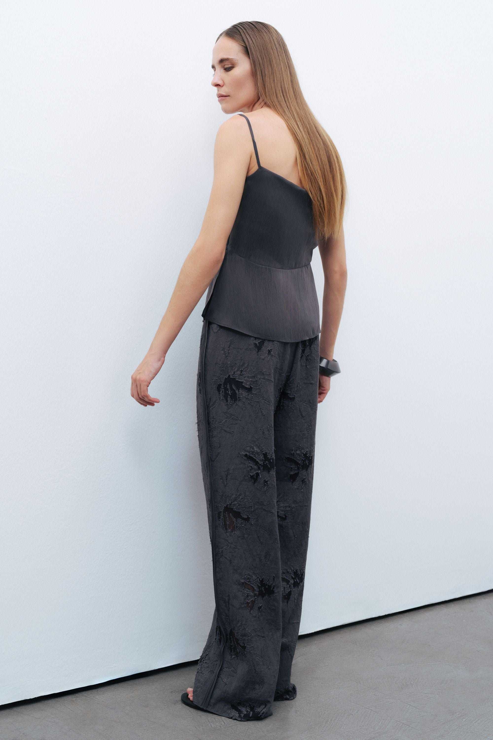 Anthracite Slit Strap Blouse
