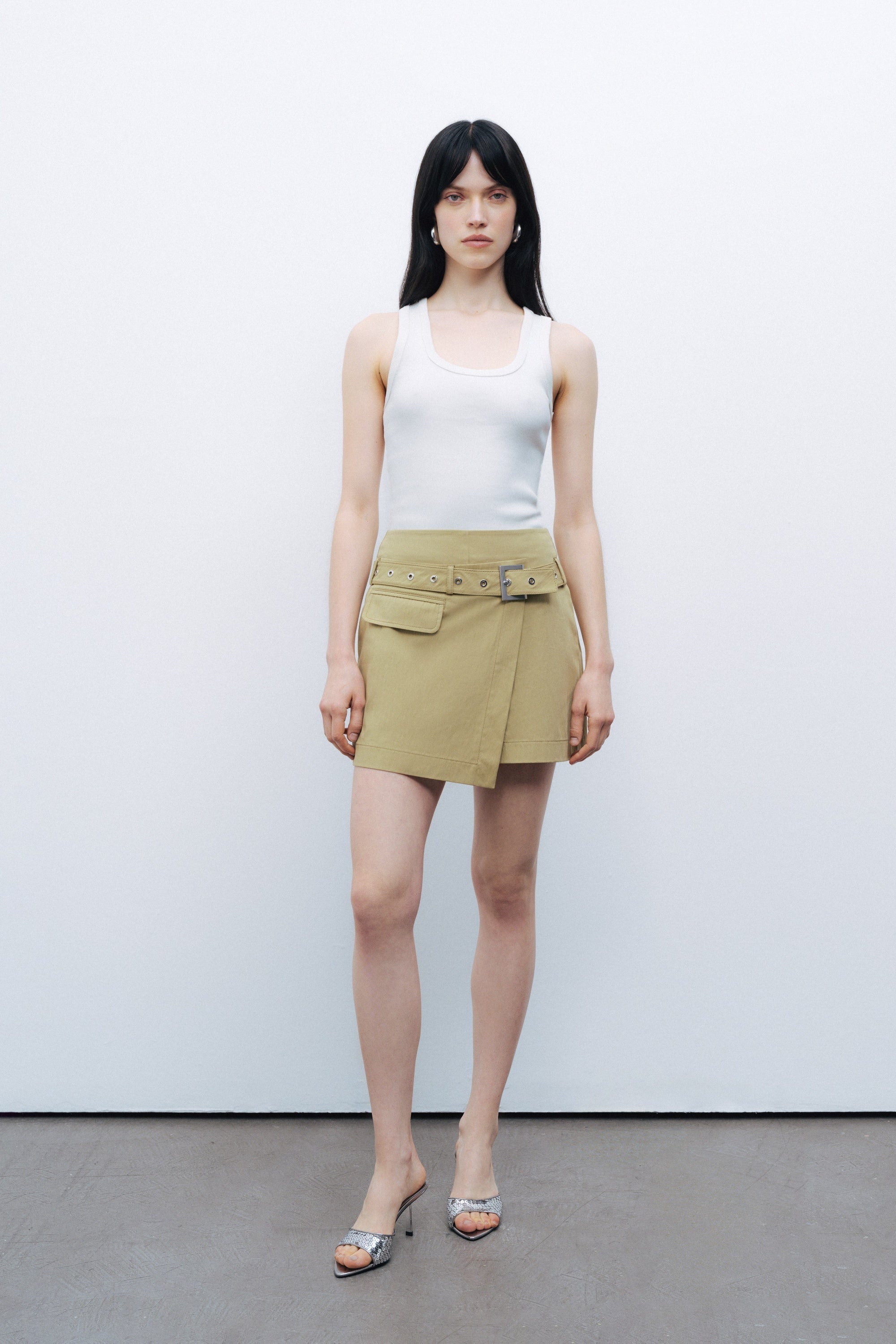 Olive Belt Detailed Skort