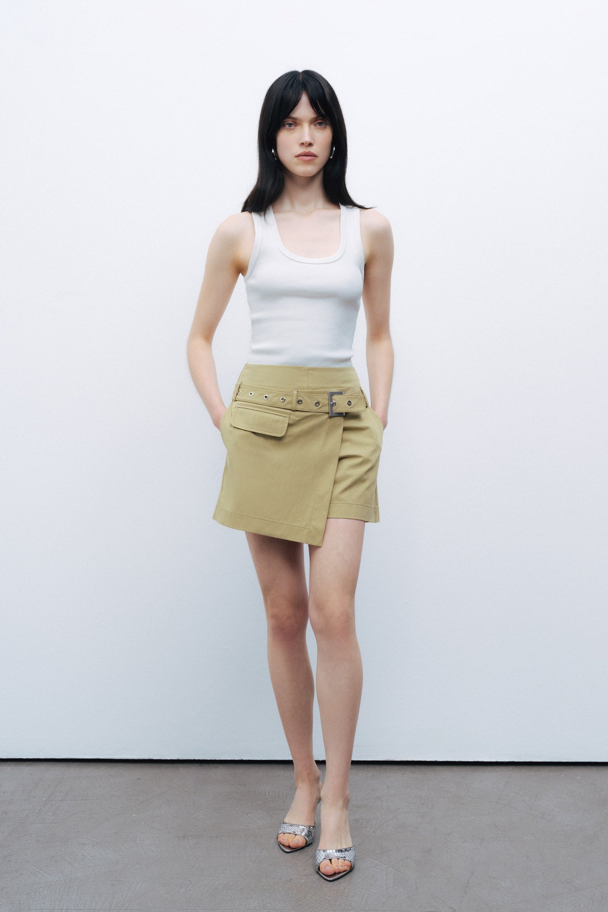 Olive Belt Detailed Skort