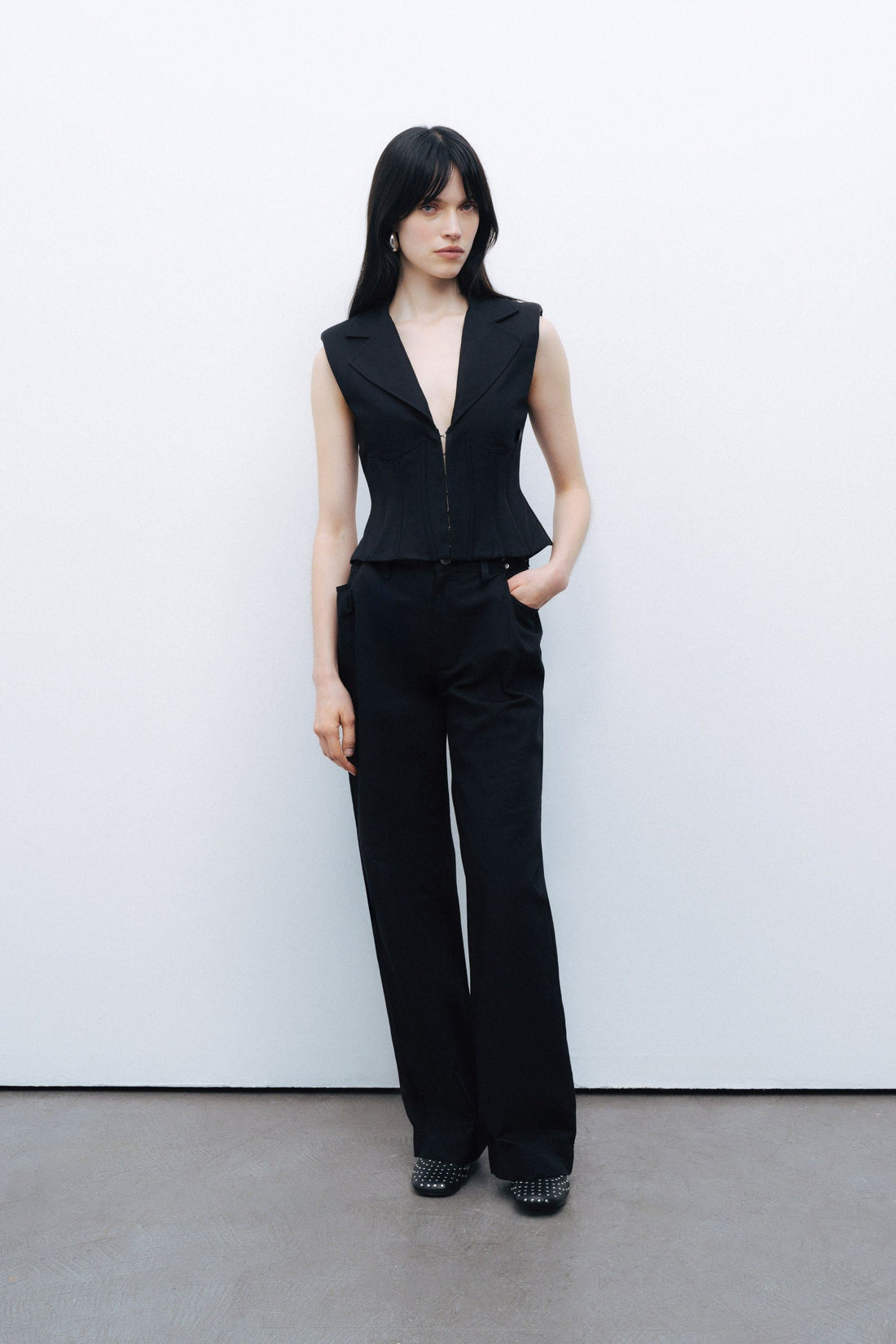 Black Waist Detailed Trousers