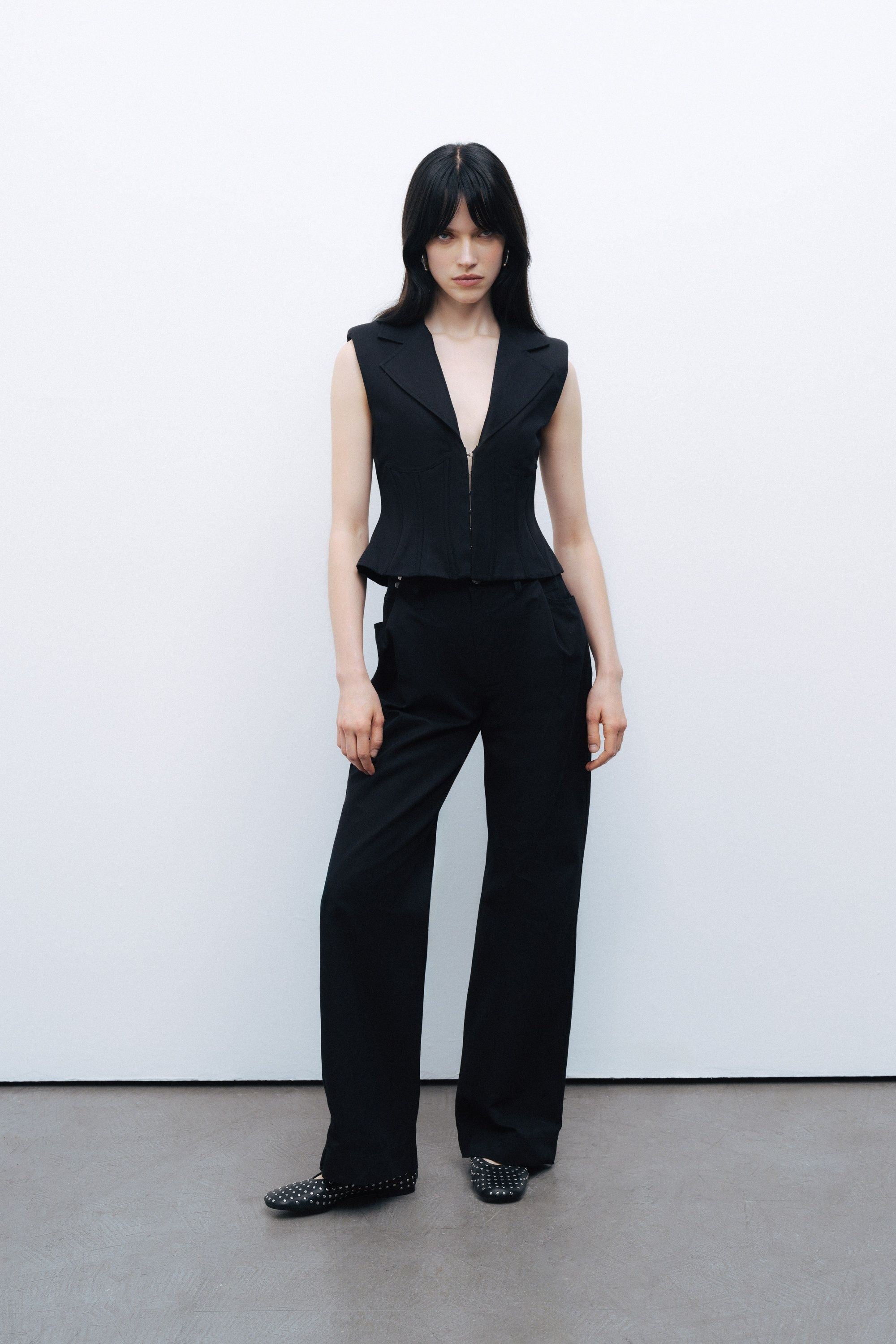 Black Waist Detailed Trousers