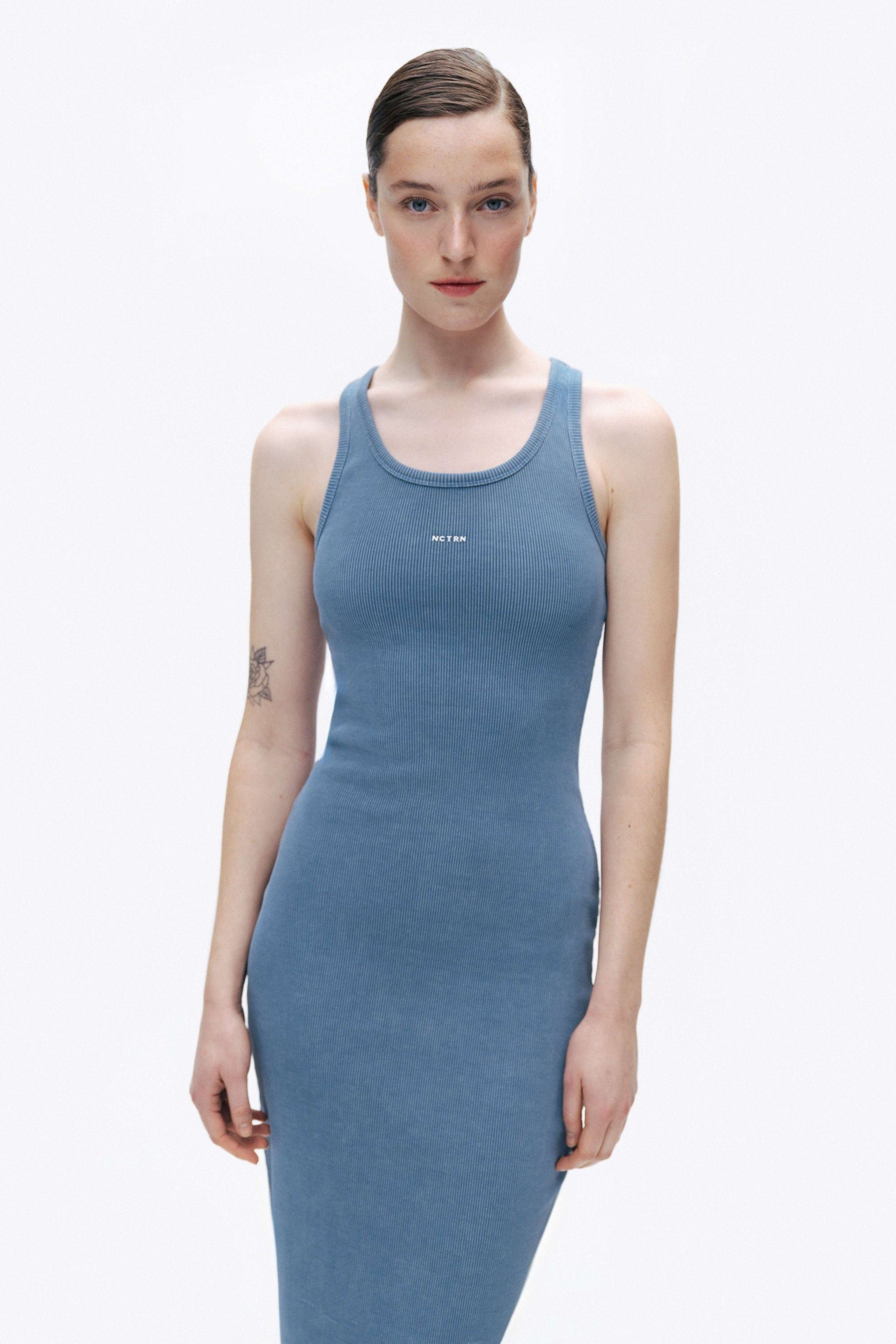 Blue Fitted Maxi Dress