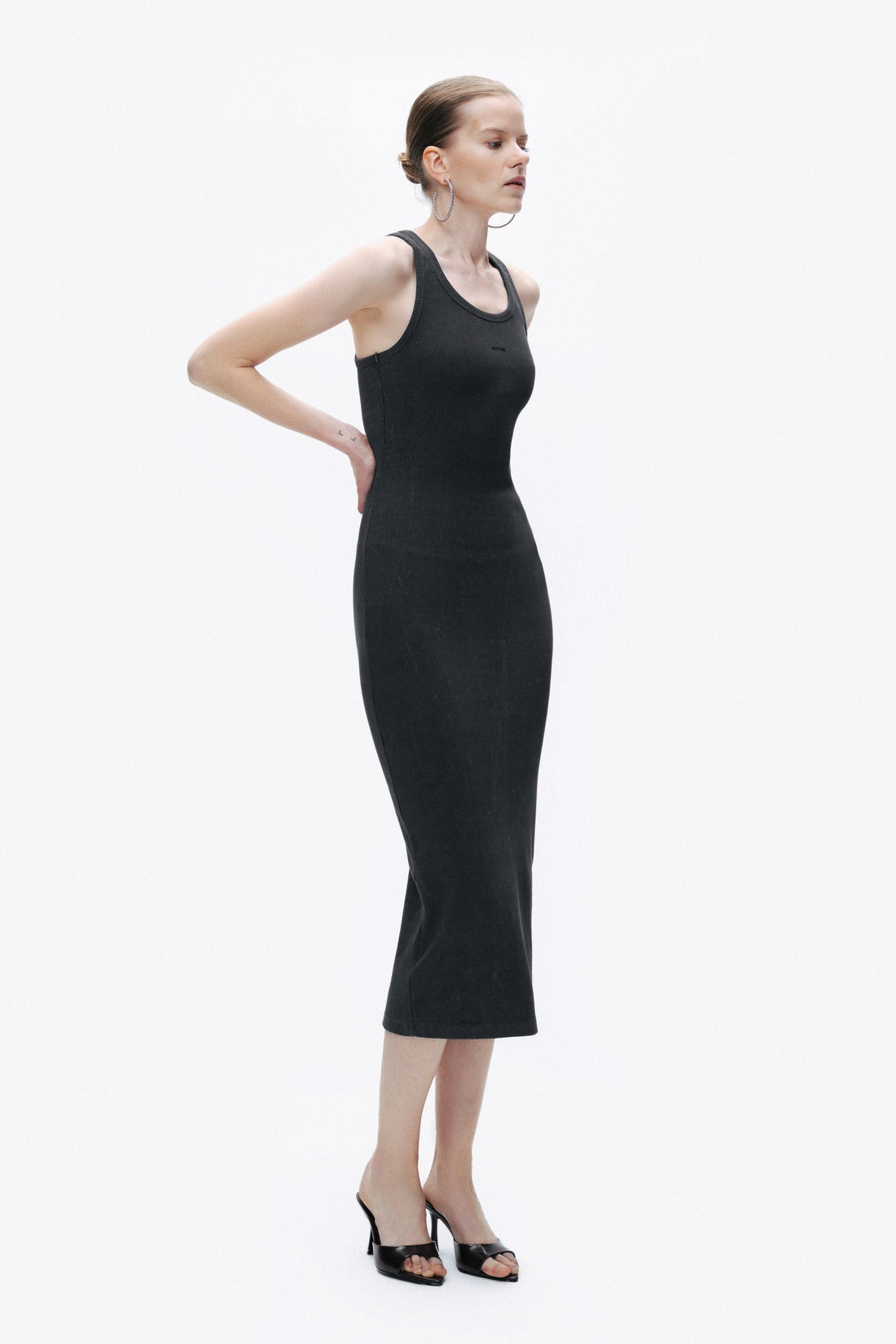 Black Printed Detail Maxi Dress