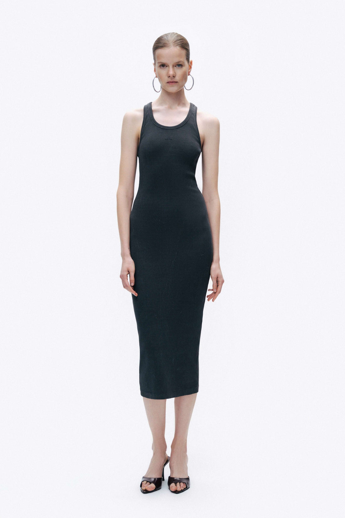 Anthracite Printed Detailed Maxi Dress