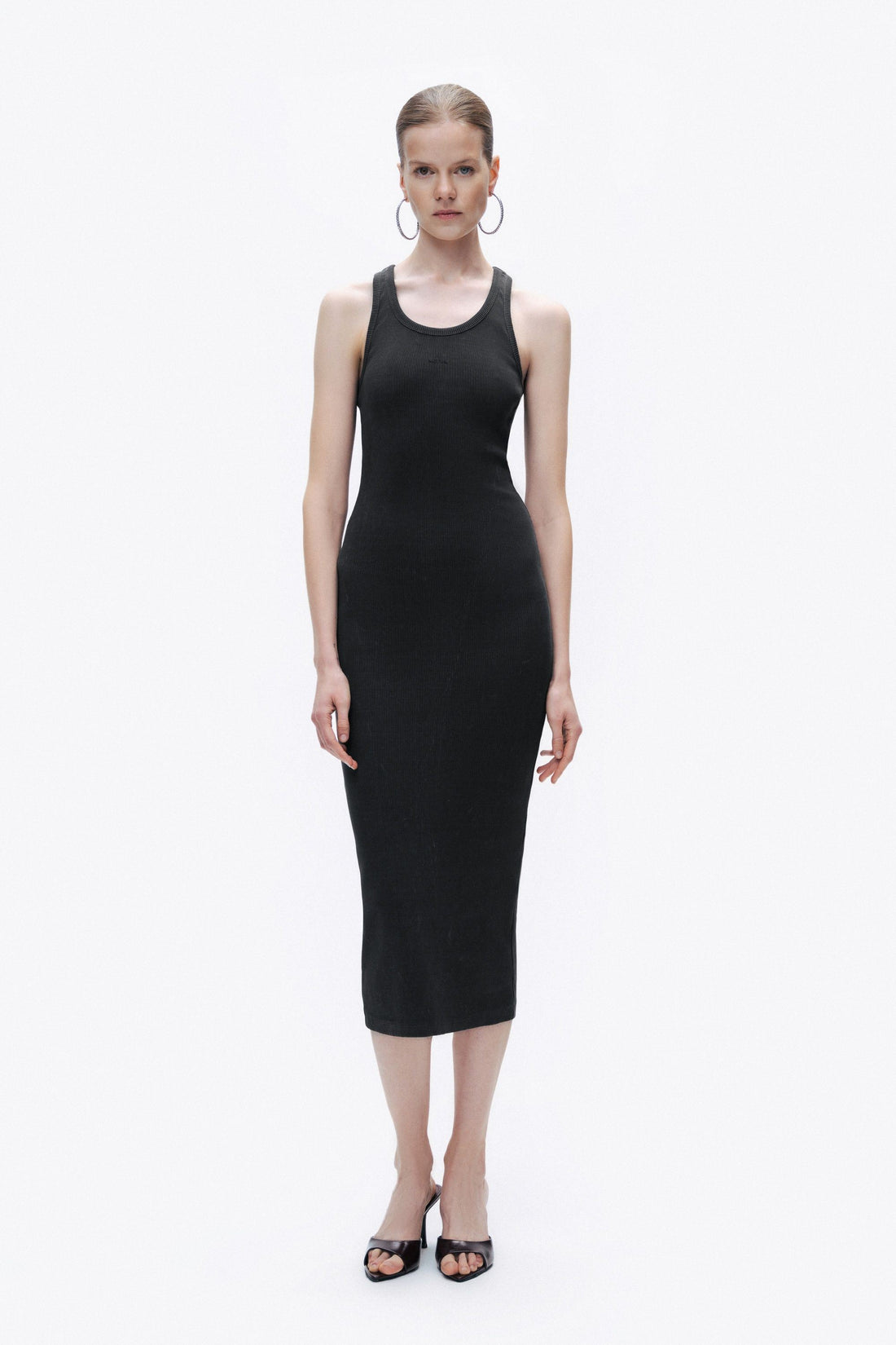 Black Printed Detail Maxi Dress