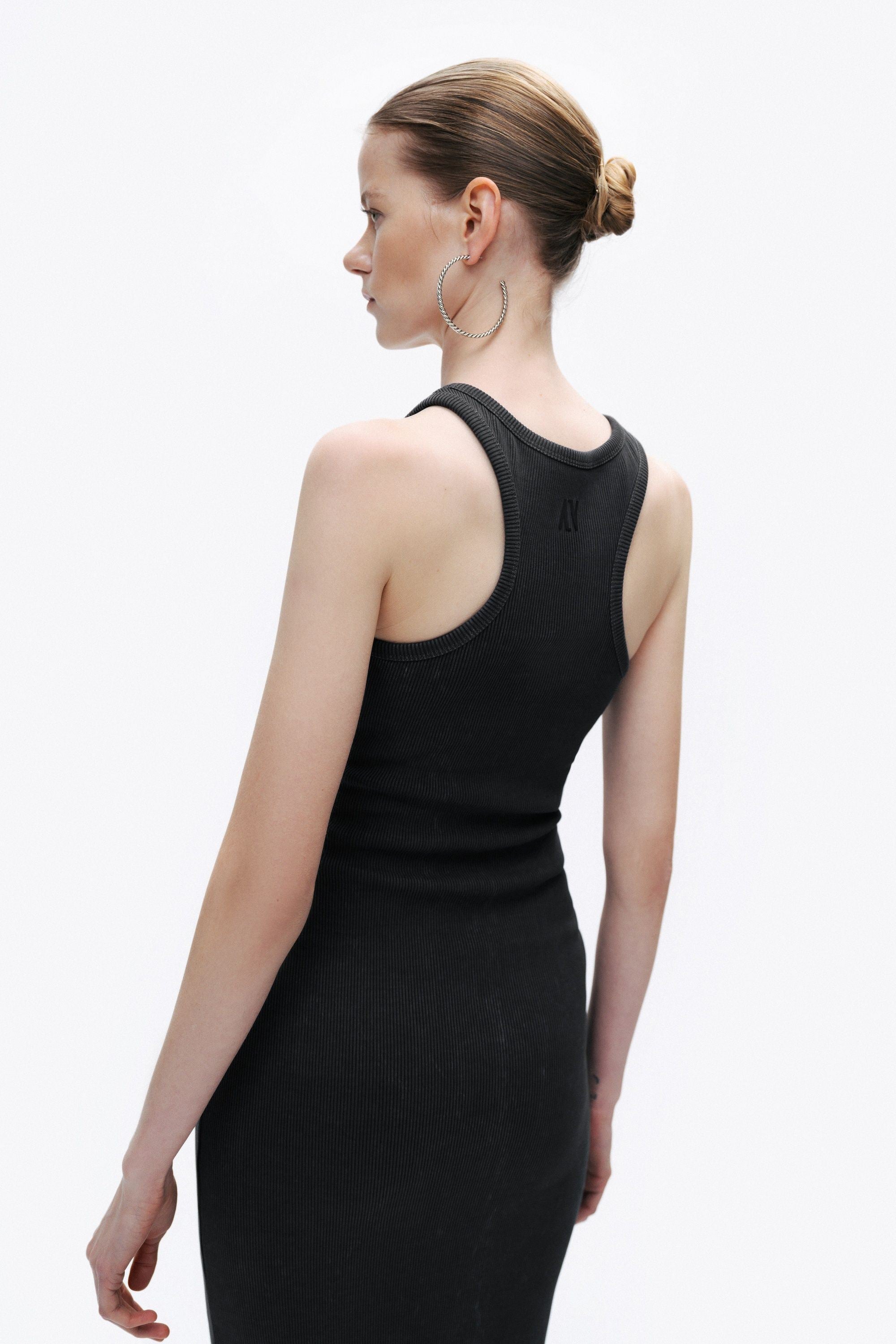 Black Printed Detail Maxi Dress