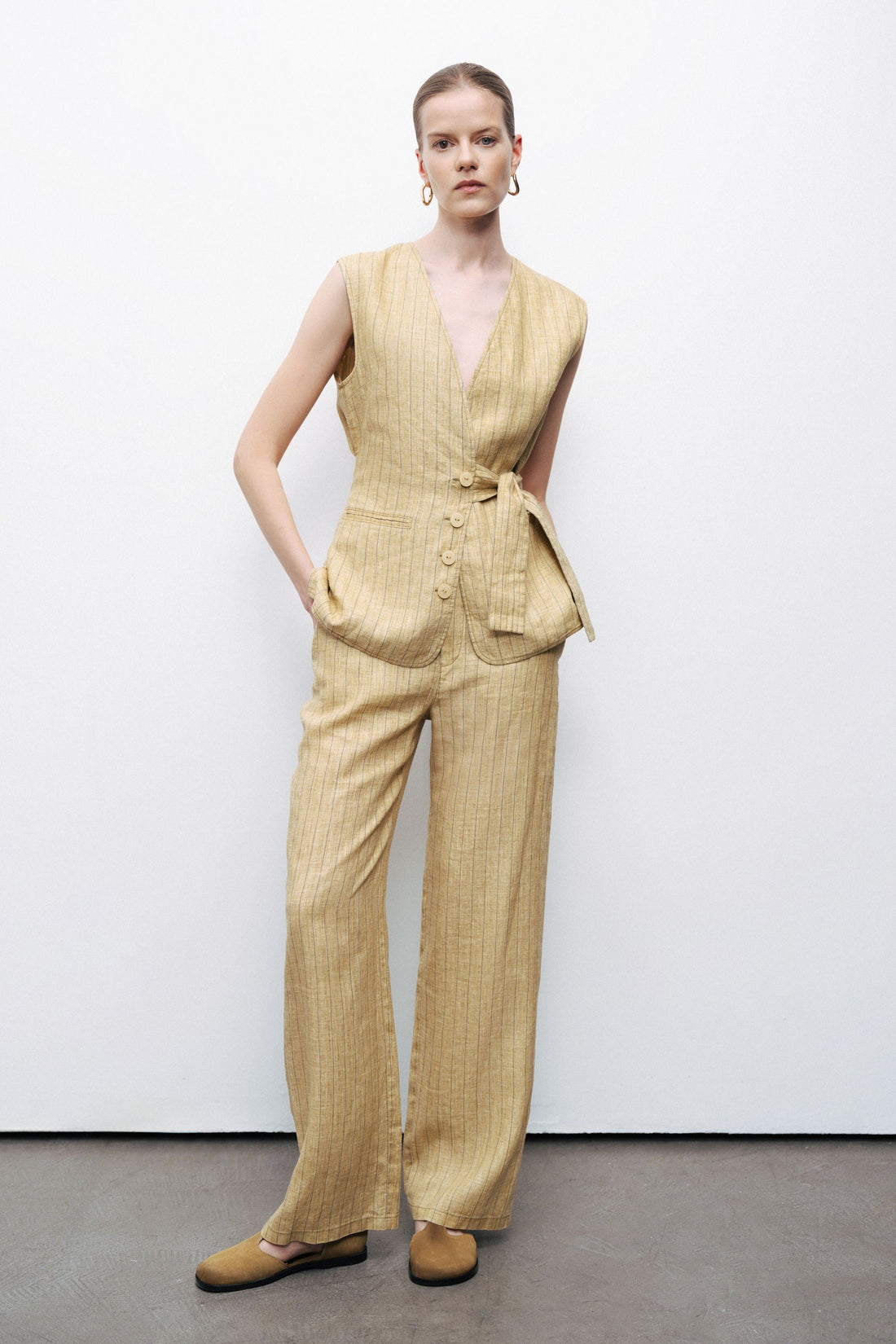Linen Tie Detail Vest