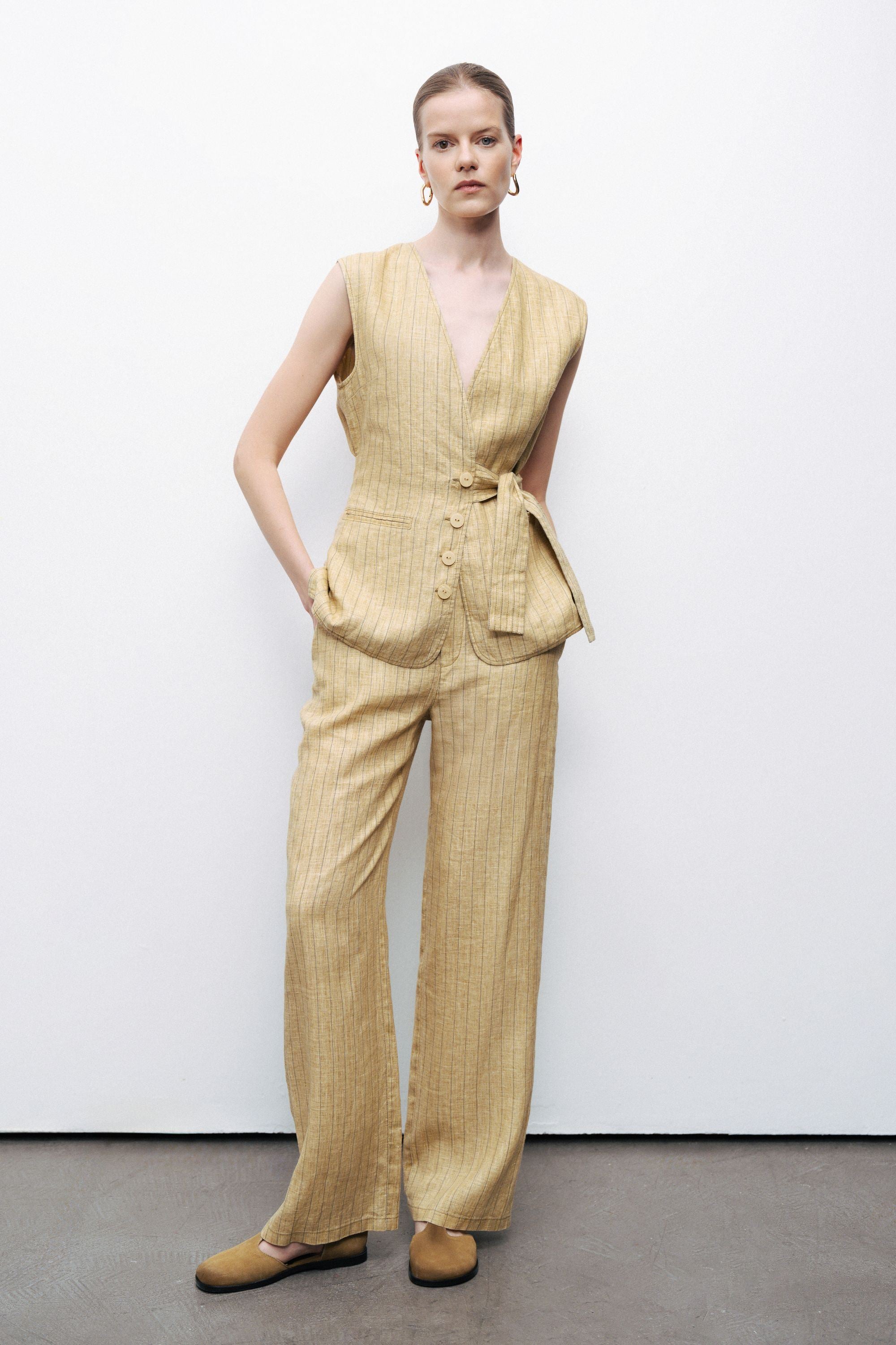 Linen Tie Detail Vest