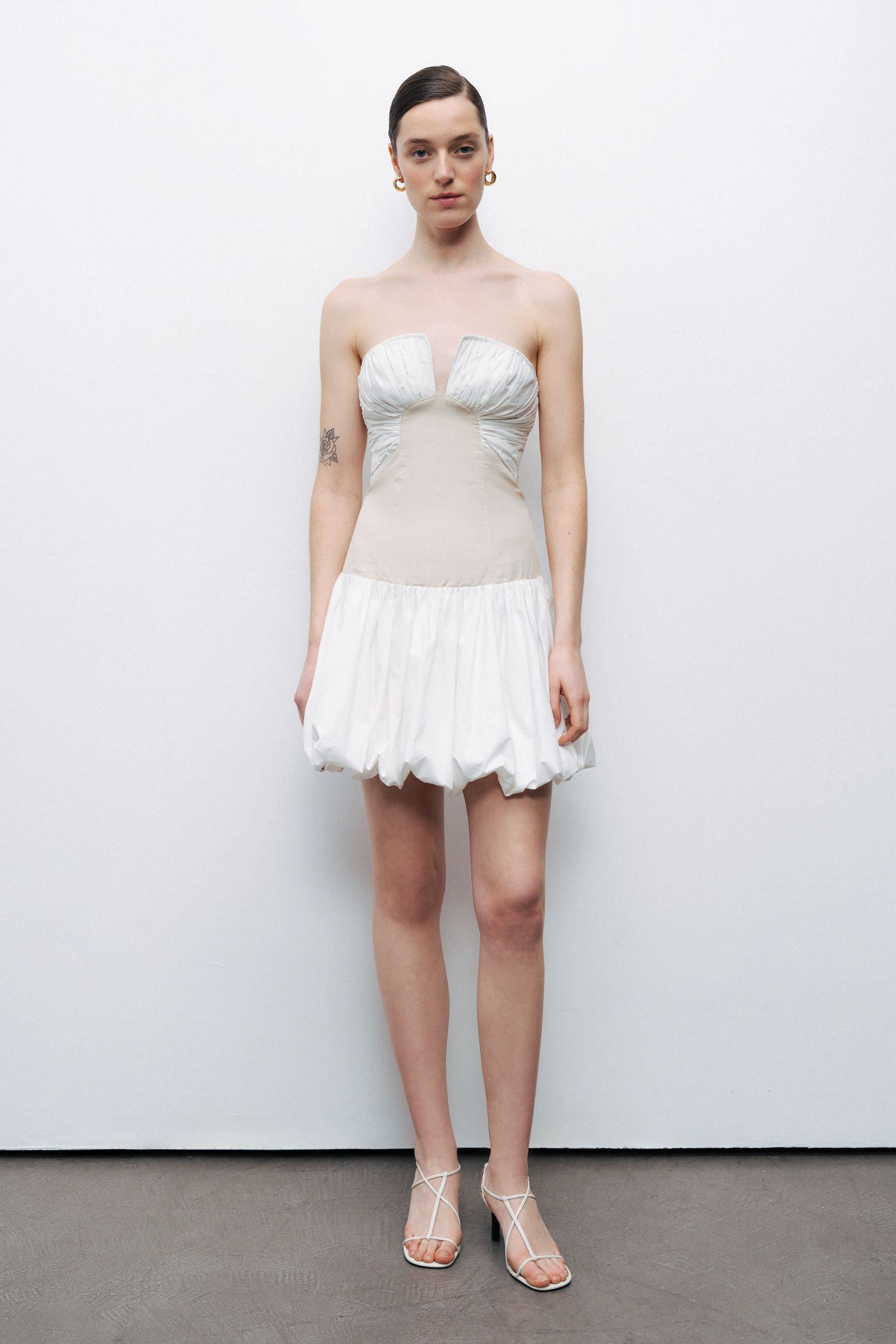 White Strapless Mini Dress