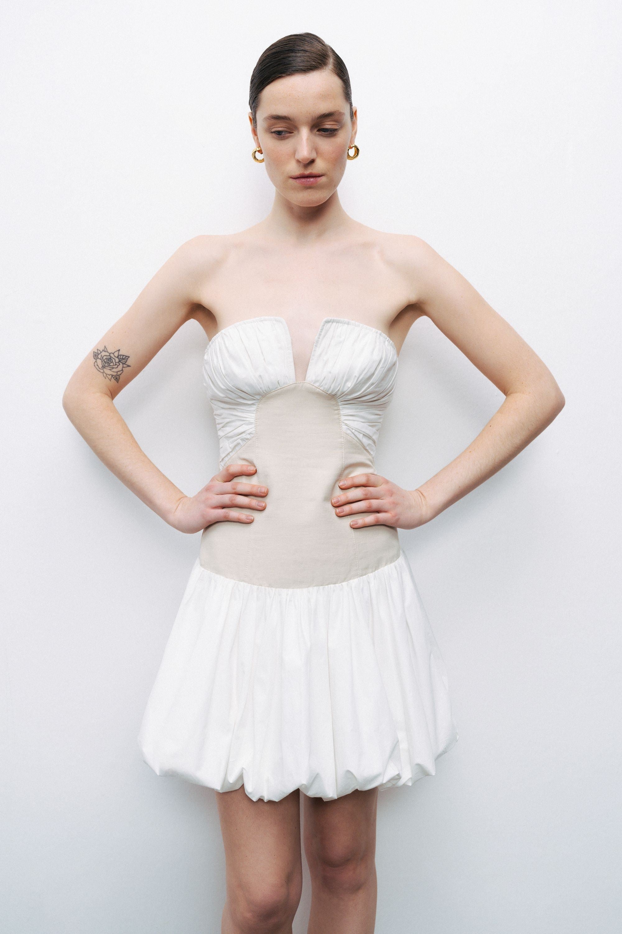 White Strapless Mini Dress