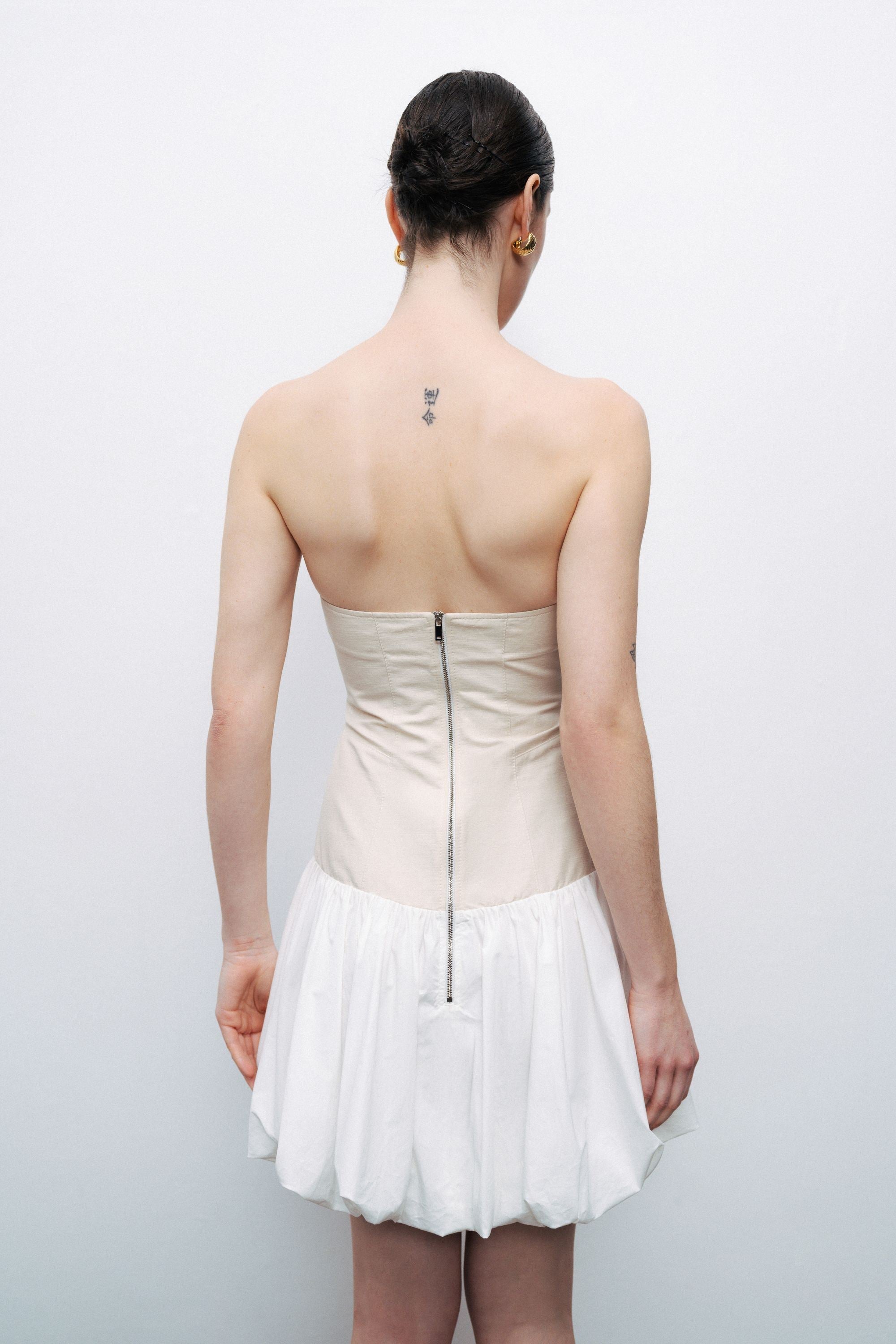 White Strapless Mini Dress