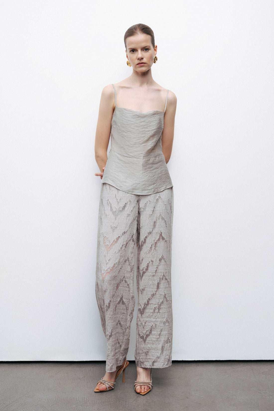 Grey Jacquard Trousers