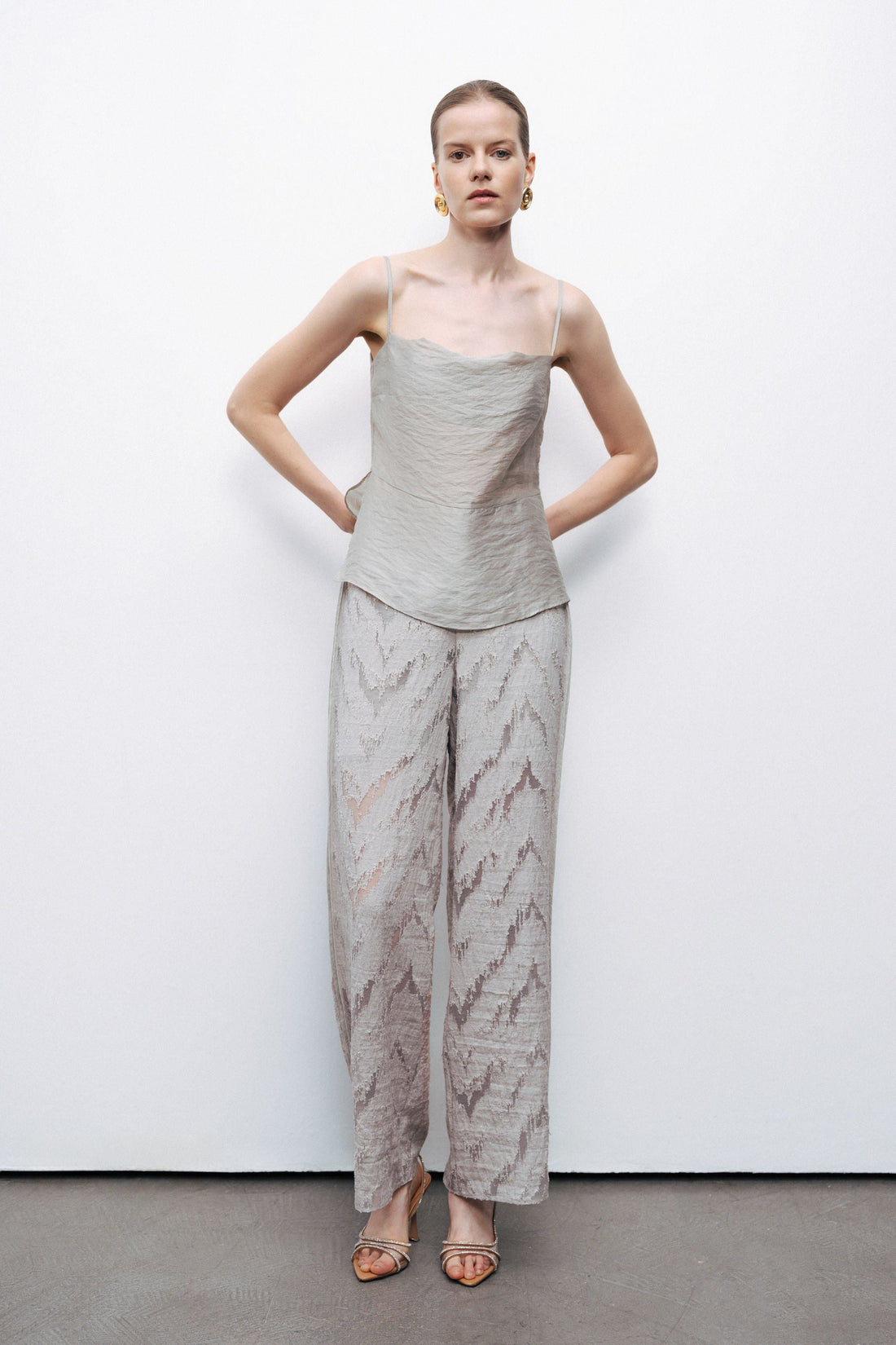 Grey Jacquard Trousers
