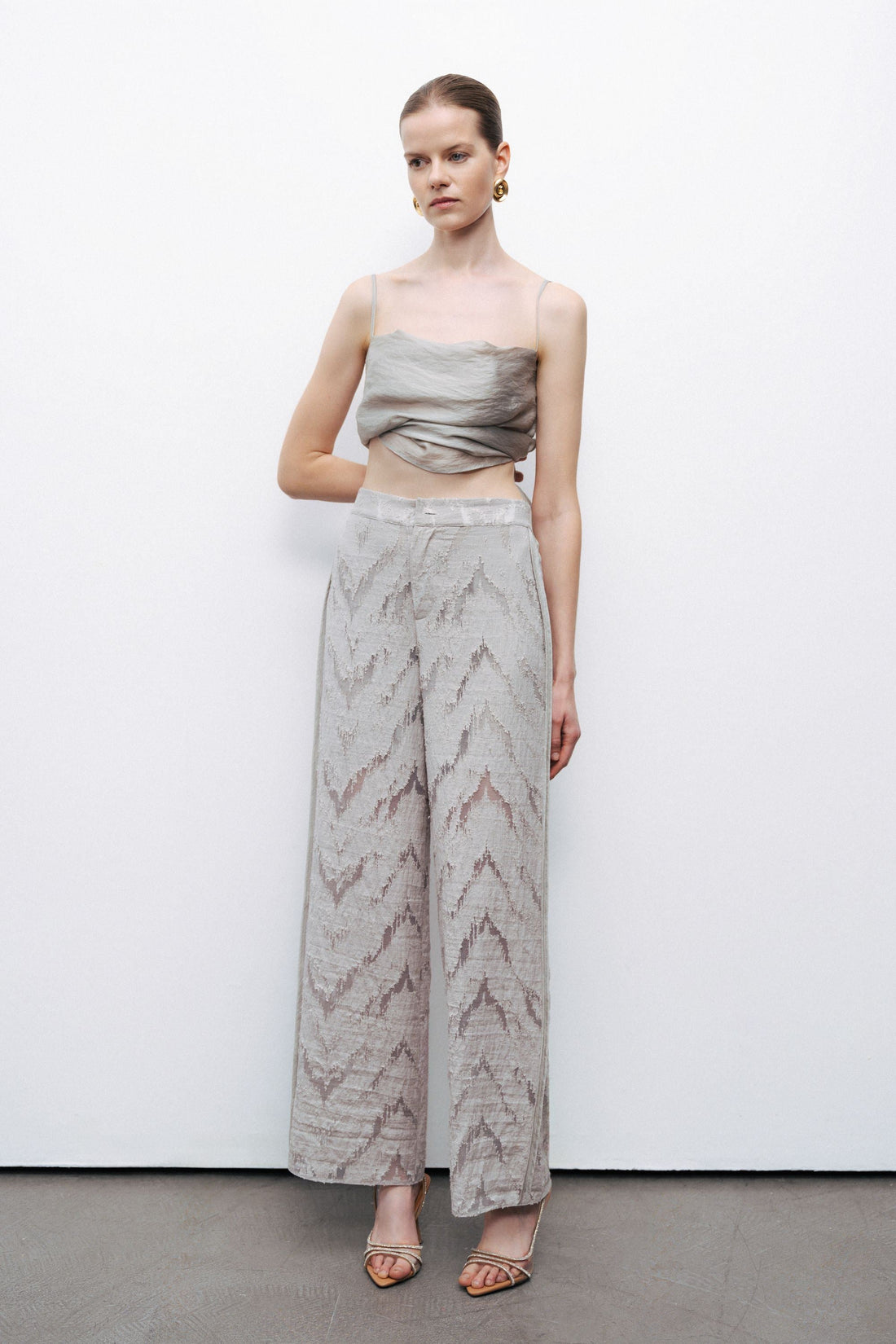 Grey Jacquard Trousers