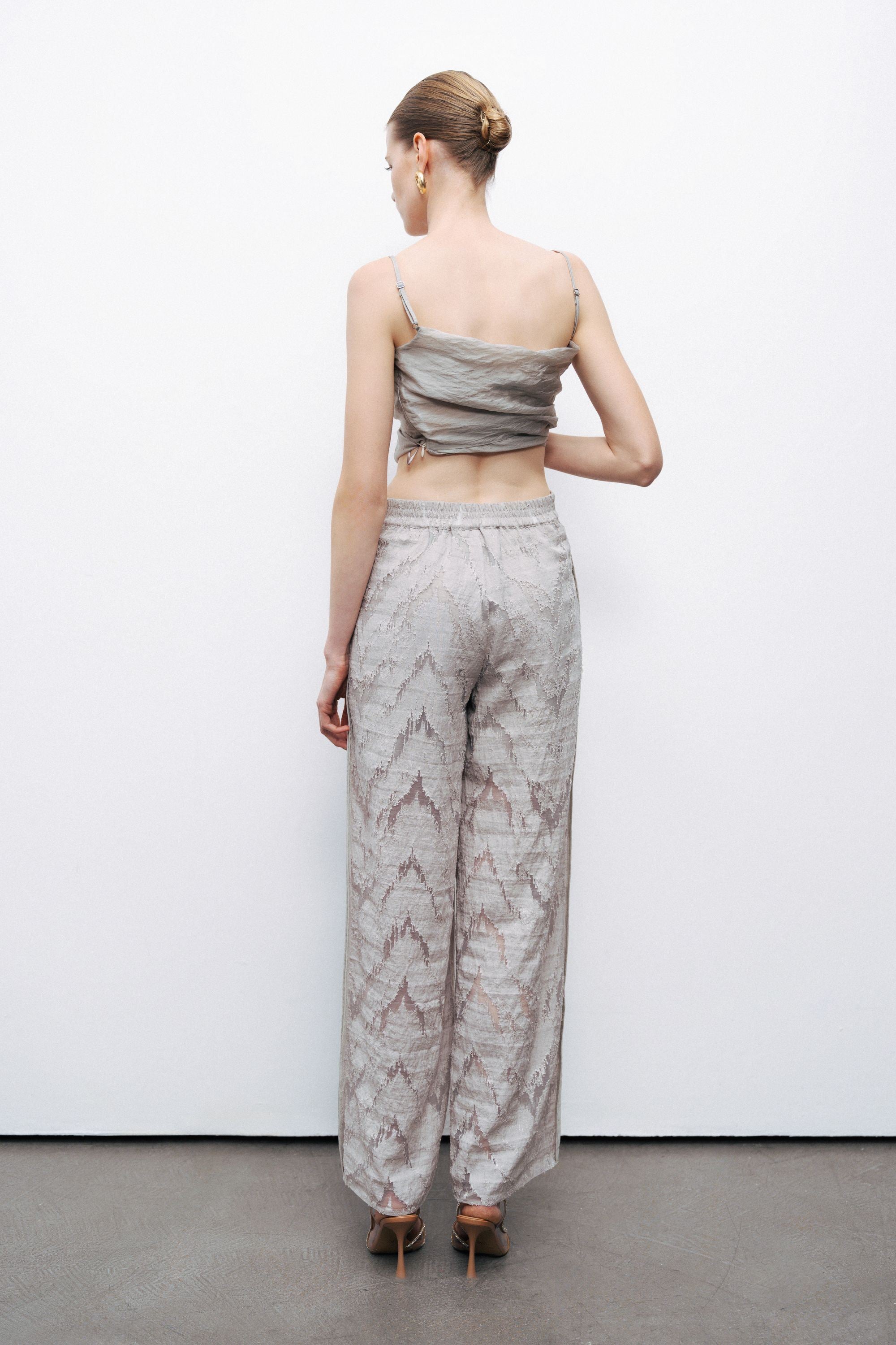 Grey Jacquard Trousers