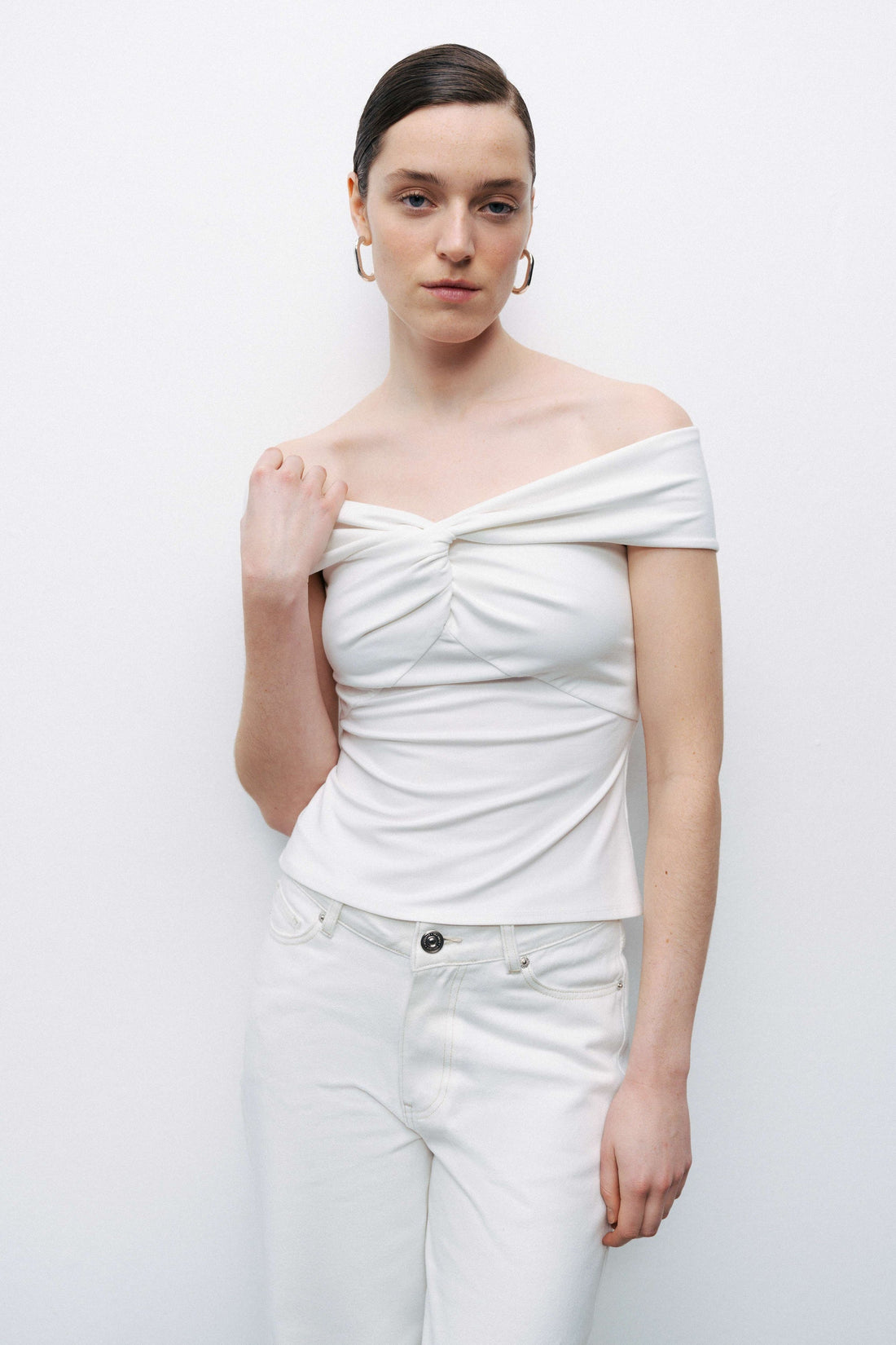 Ecru Twist Detail Blouse