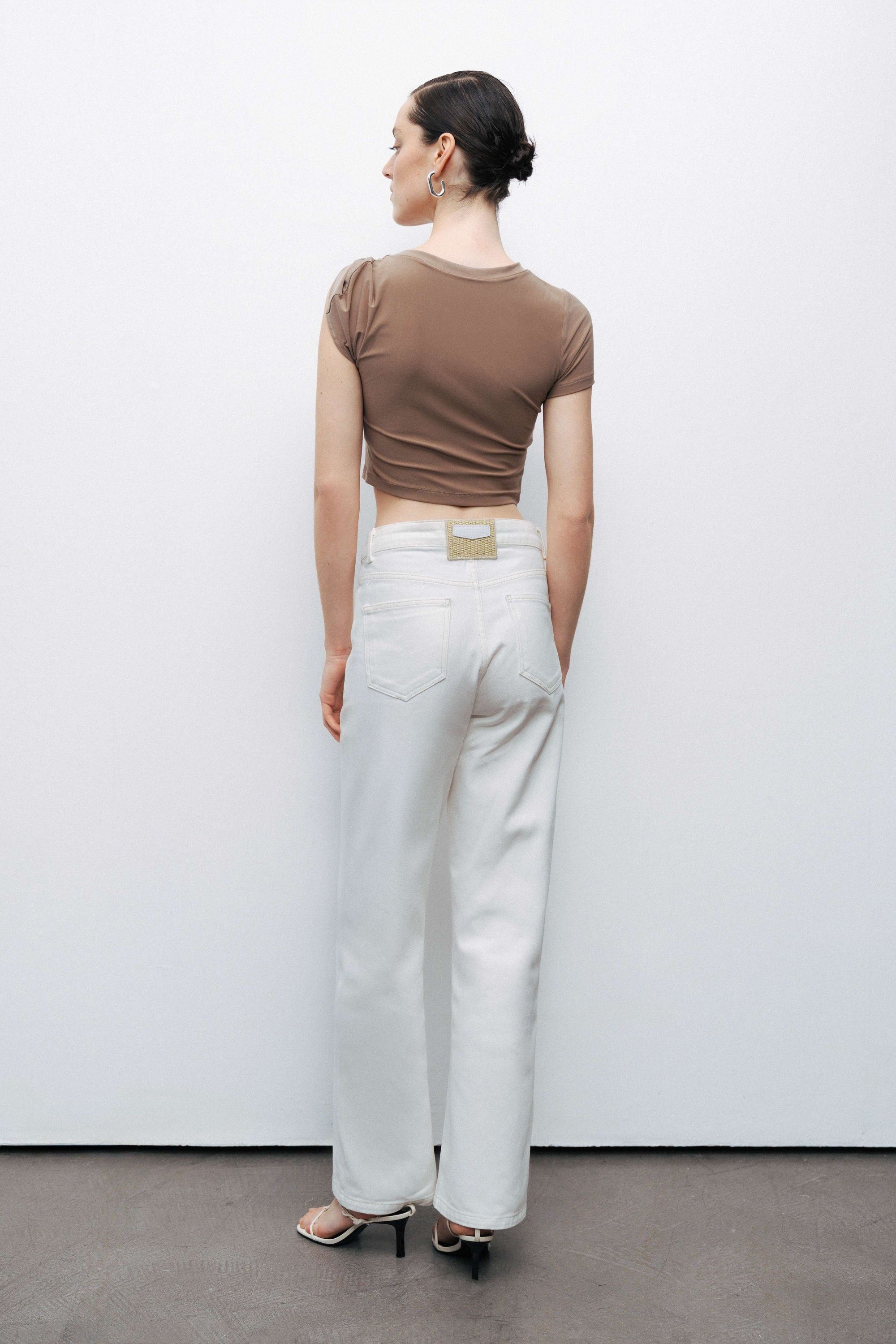 Brown Crop Top with Twisted Detail