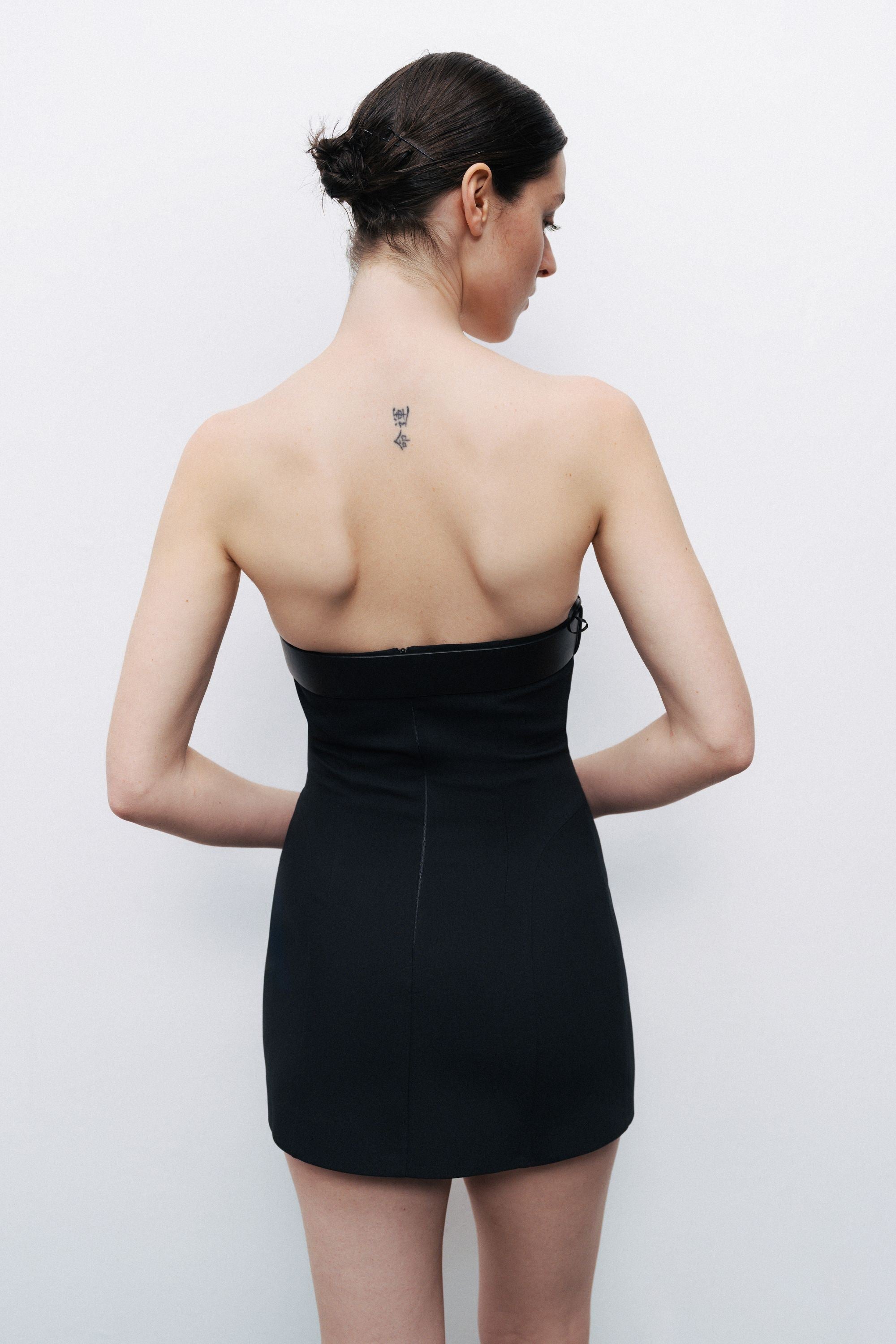 Black Belt Detailed Mini Dress