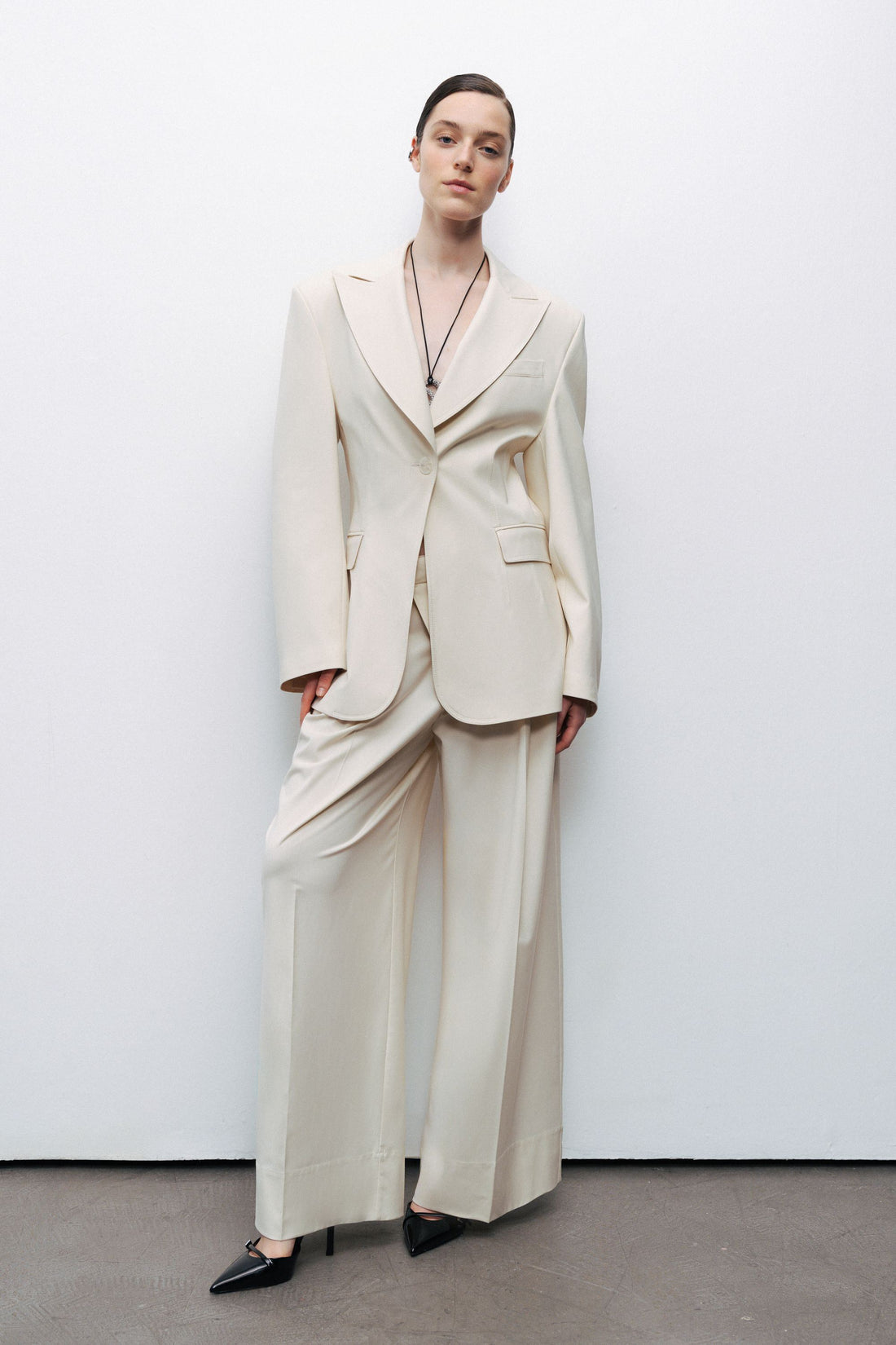 Beige Padded Blazer Jacket