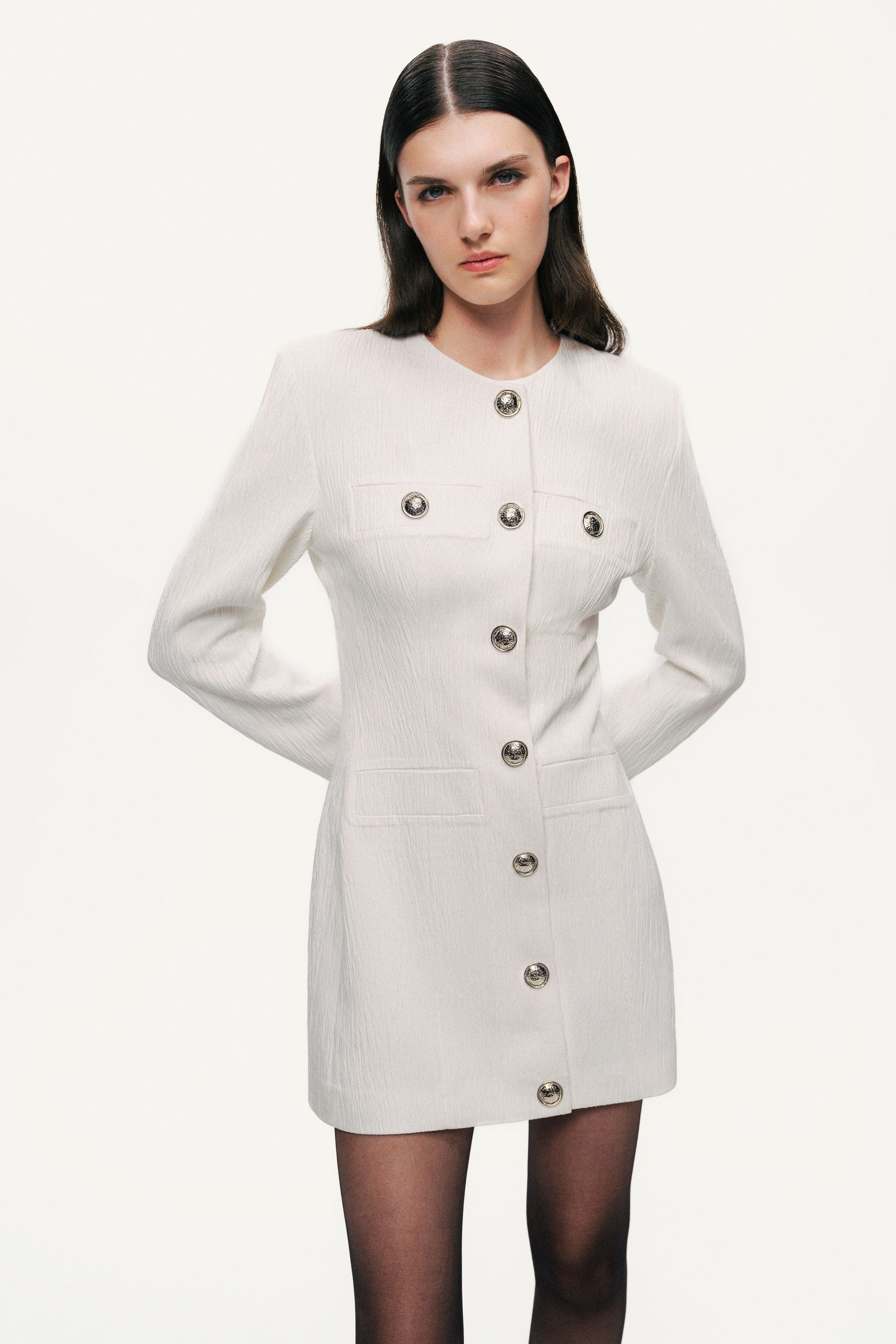 Padded Shoulder Mini Dress