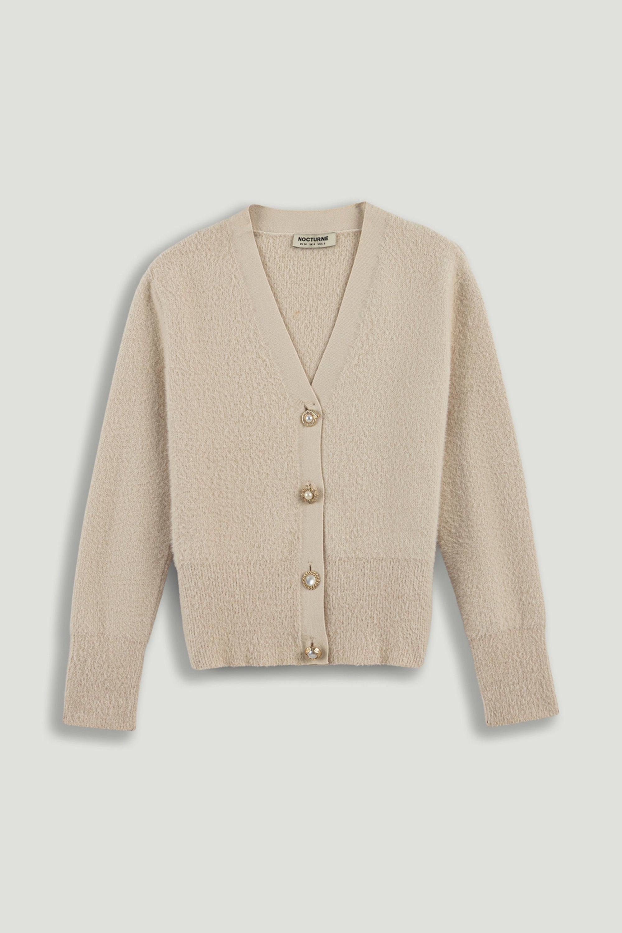 Pearl-Button V-Neck Cardigan