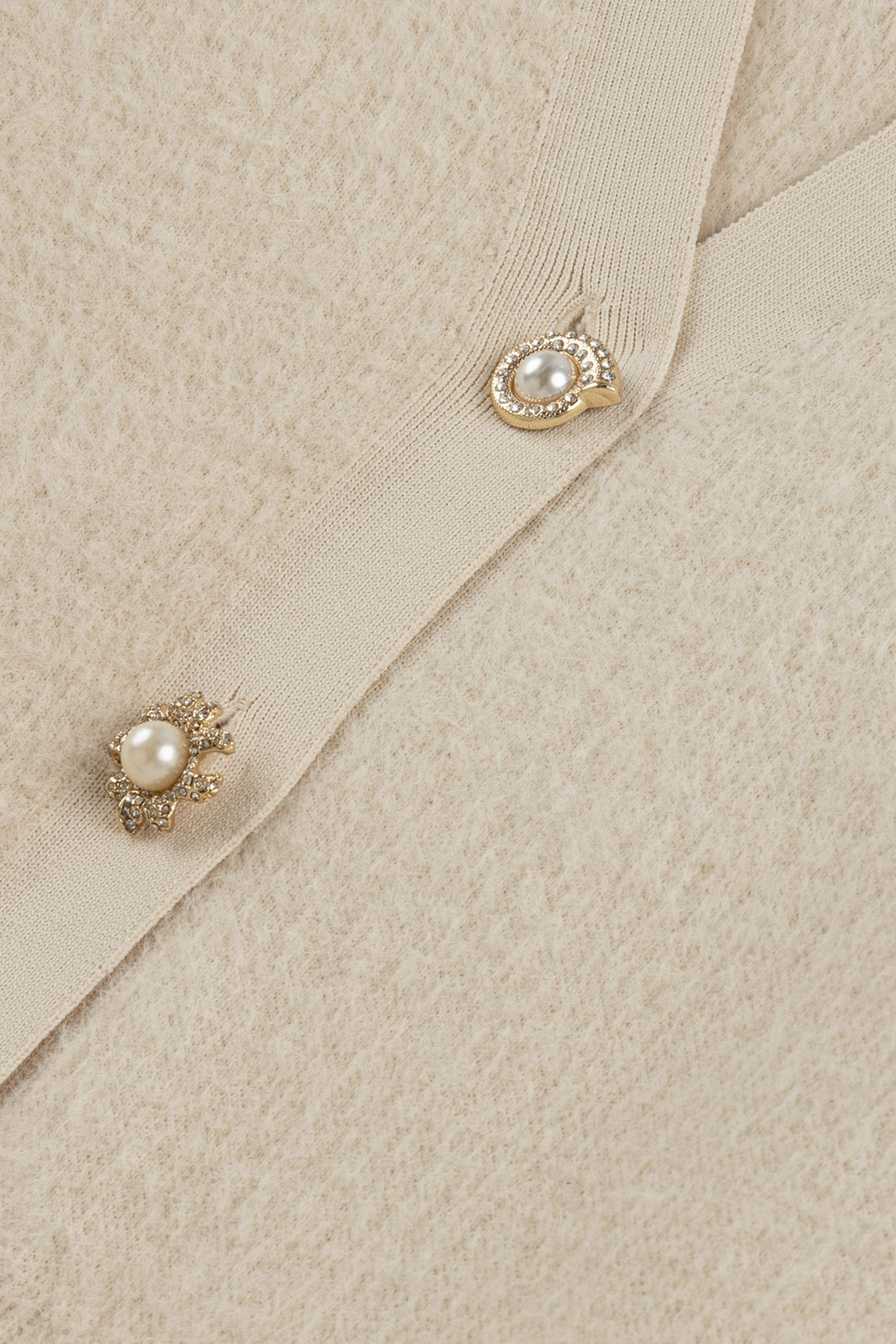 Pearl-Button V-Neck Cardigan