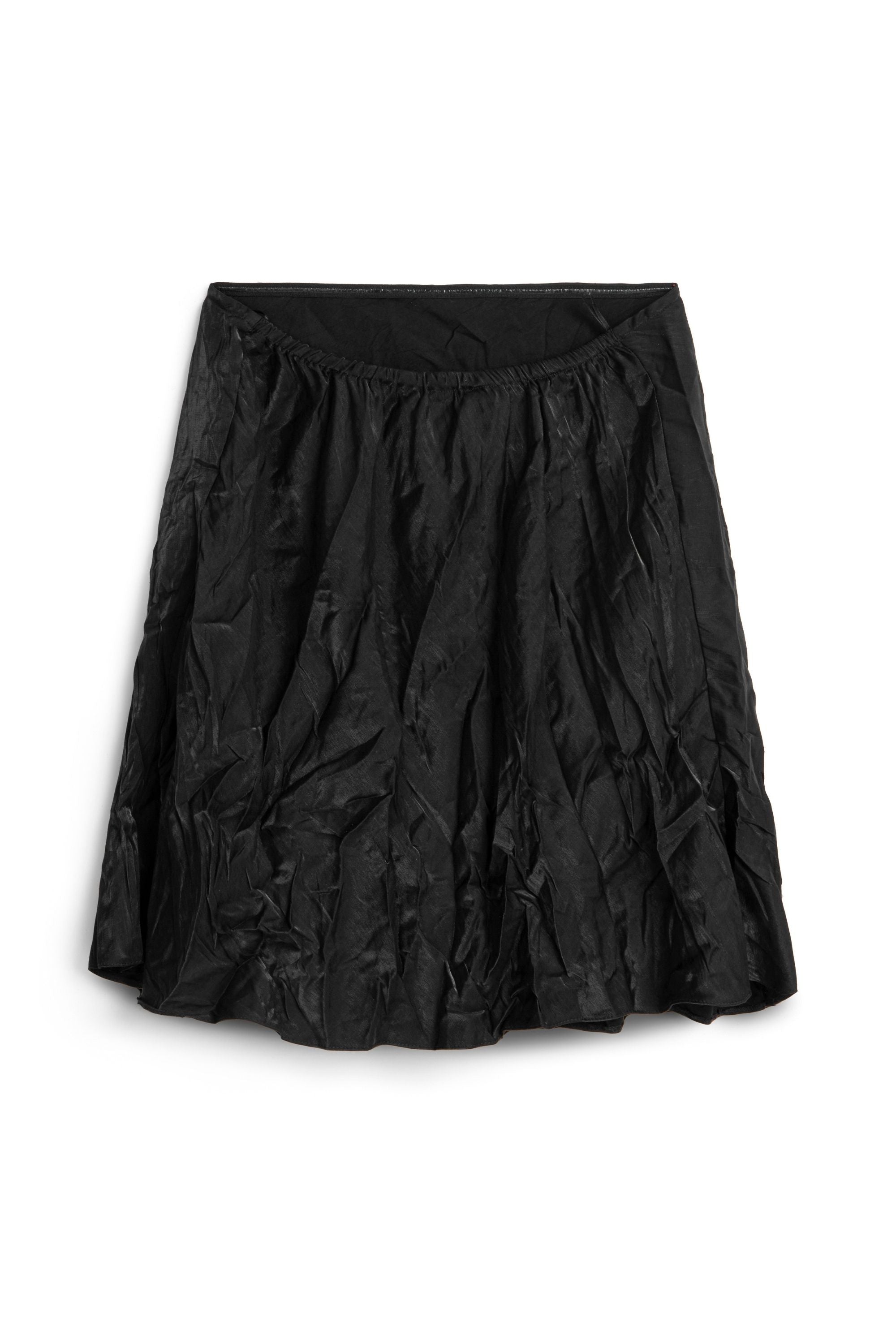 Black Wrinkled Look Strapless Blouse